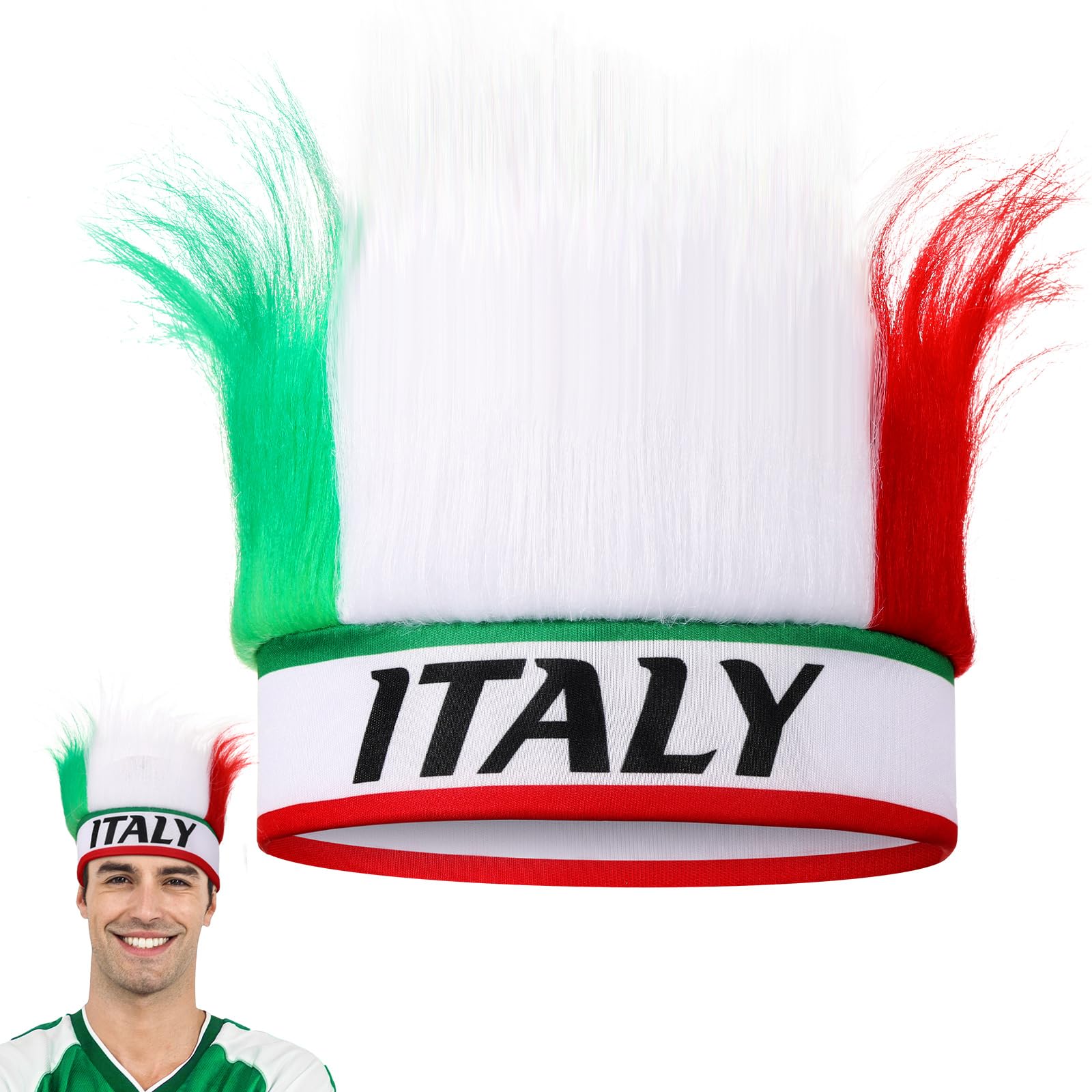 Jadive Italy Hairy Headband Hat Green Hairy Headband Hair Headpiece Italian Costume for Women Men Sports Parties Cosplay(1 Pcs)
