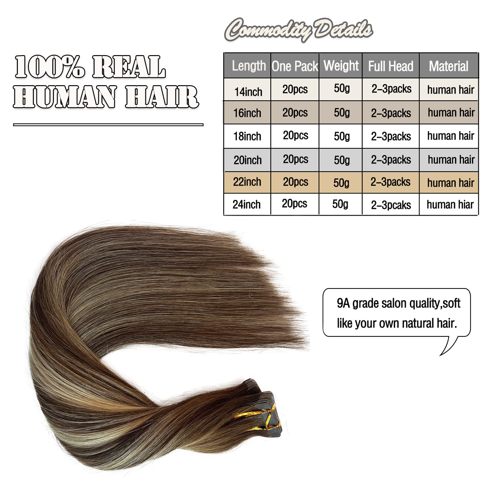 Highlighted Tape In Hair Extensions Human Hair 16Inch Omber Walnut Brown To Ash Brown With Medium Blonde Double Sided Tape In Re