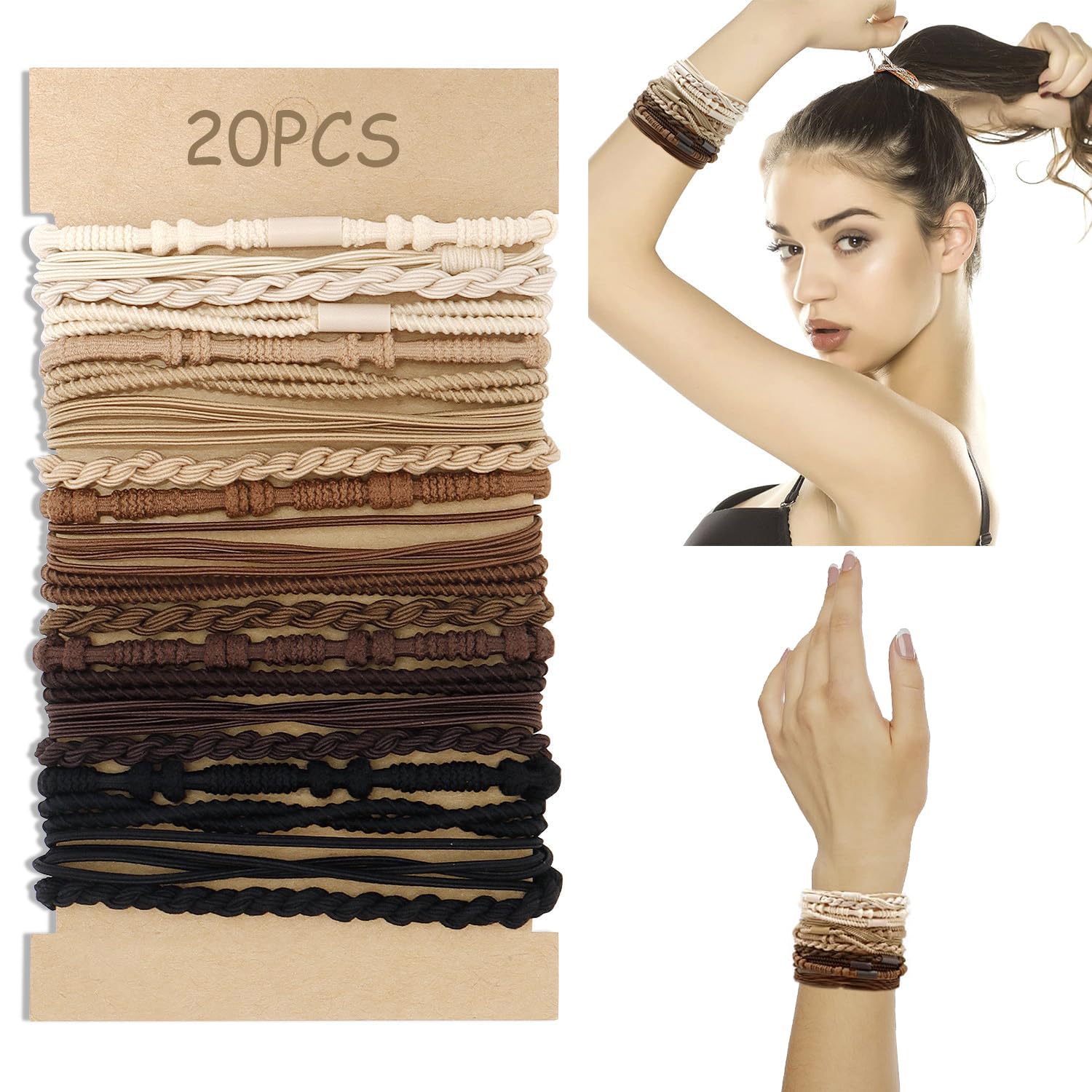 CHANACO Hair Accessories: No-Damage Elastic Ties for Thick & Thin Hair, Boho Bracelets, Trendy Ponytail Holders - Gift Ideas for