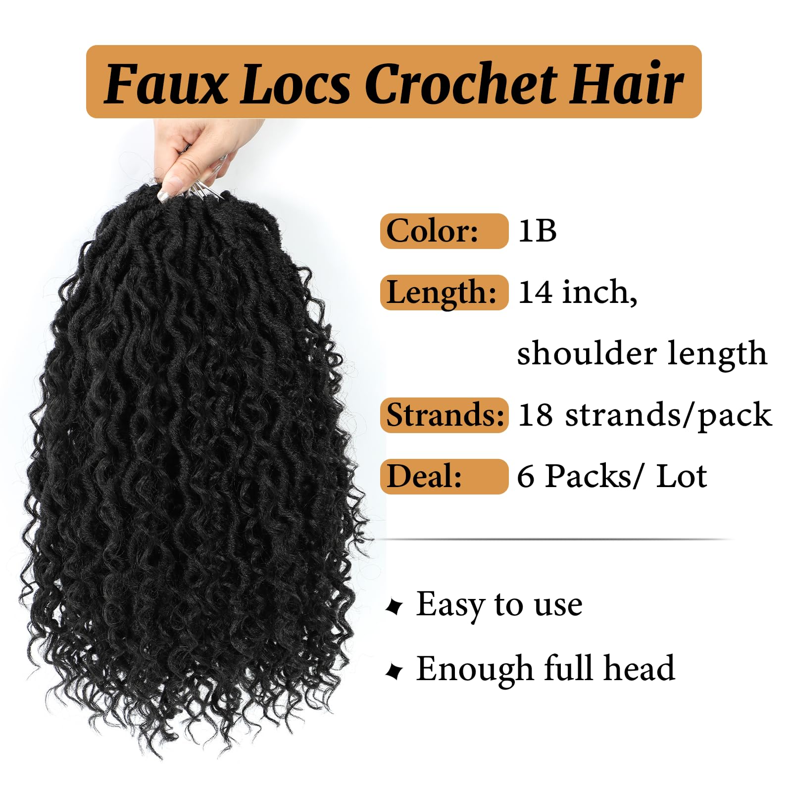 Forevery Goddess Locs Crochet Hair 14 Inch Faux Locs Crochet Hair 6 Packs Prelooped Crochet Hair For Women River Locs Crochet Ha