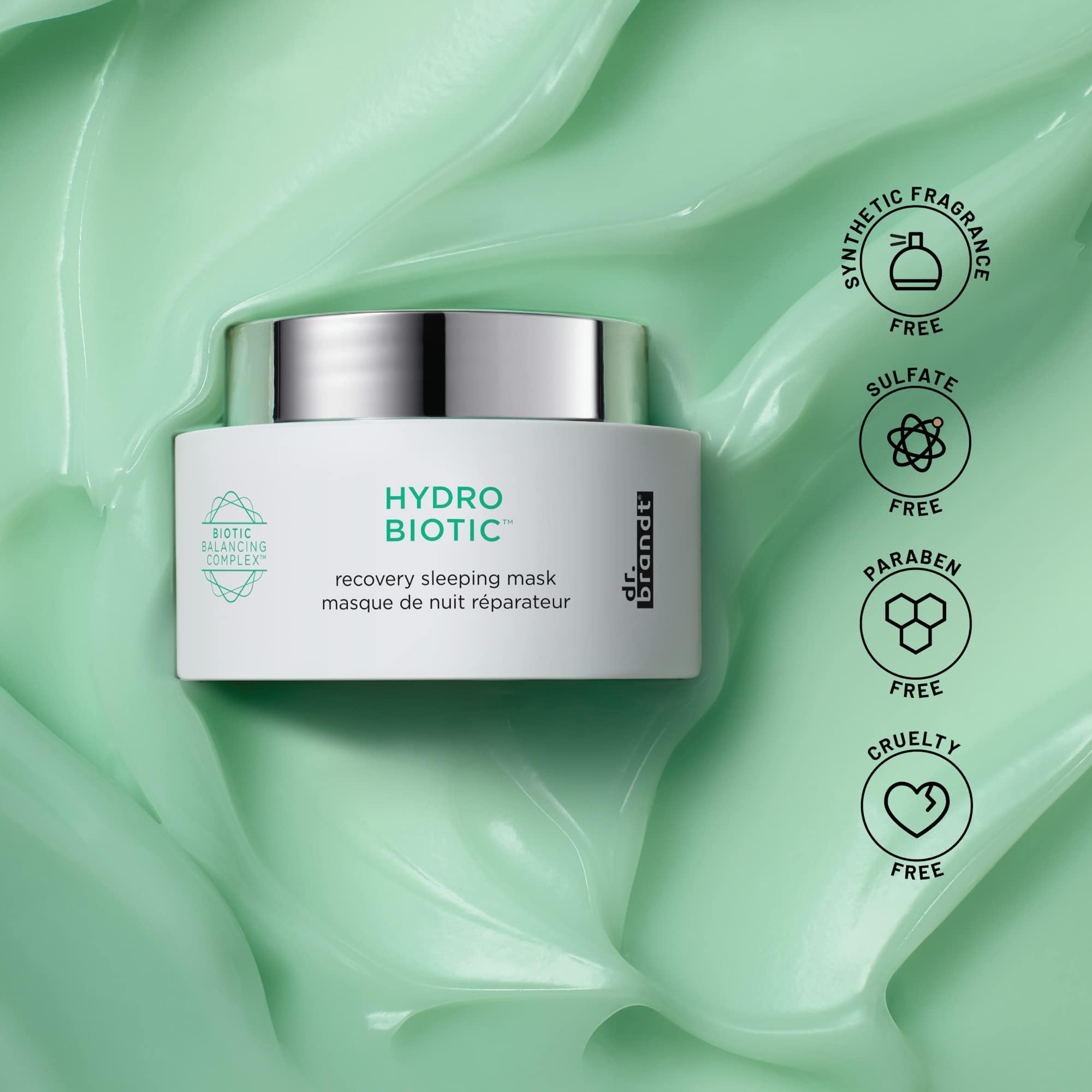 Dr. Brandt Hydro Biotic Recovery Sleeping Mask. Leave-On Sleeping Mask That Deeply Hydrates And Reduces Redness. Helps Strengthe