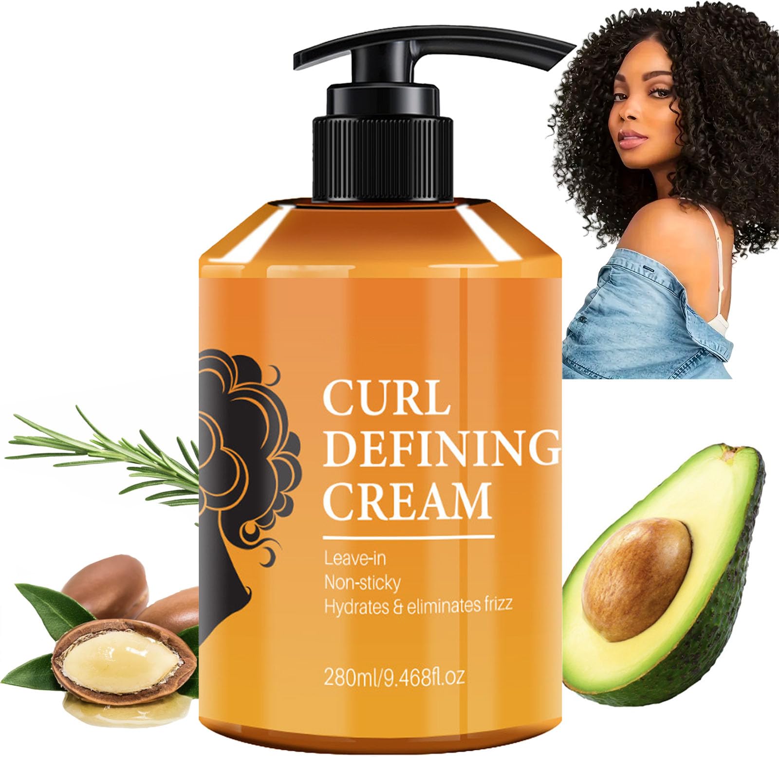 Argan Oil Curl Defining Cream, Anti Frizz Curl Cream for Enhances Wavy Hair and Curly Hair, Hair Mask Curl Cream to Define All C
