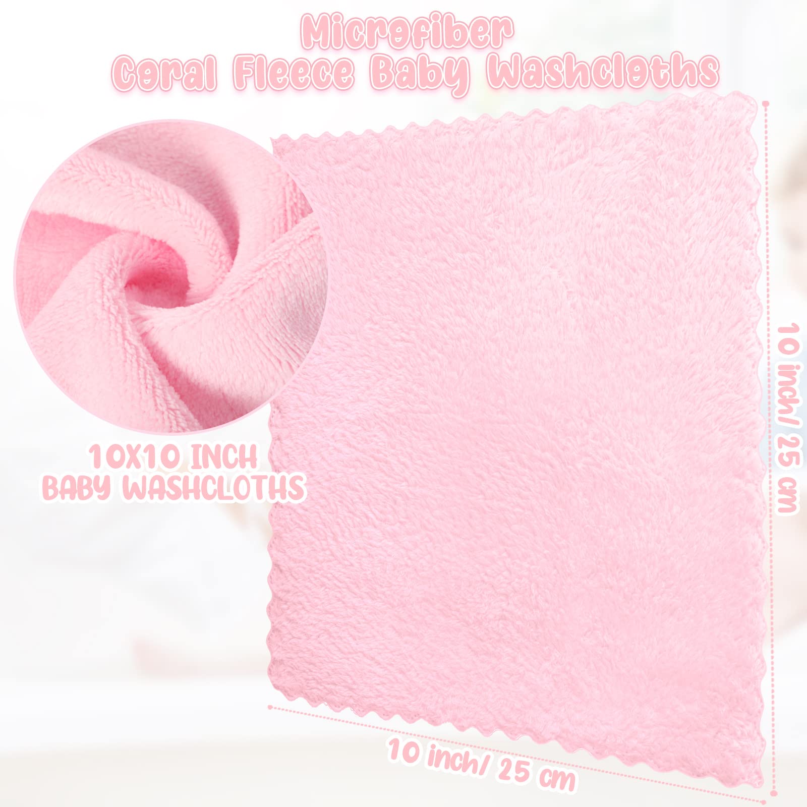 96 Pack Baby Washcloths Bulk 10 x 10 Inch Soft Microfiber Coral Fleece Baby Face Towels Absorbent Wash Cloths for Baby Newborn a