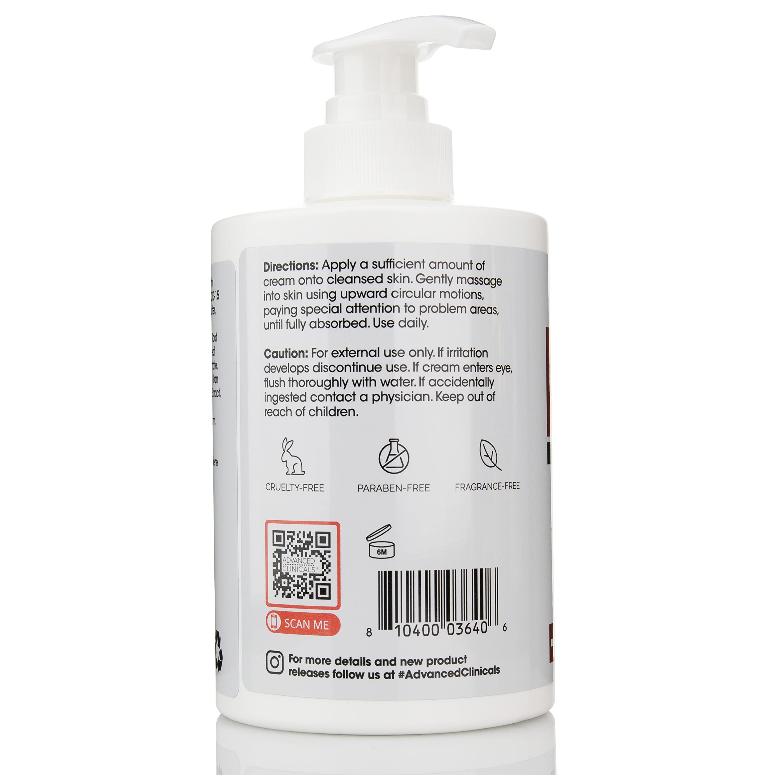 Advanced Clinicals Vitamin C & Turmeric Cream - Firming, Brightening 15 Fl Oz Face & Body Moisturizer With Shea Butter & Vitamin