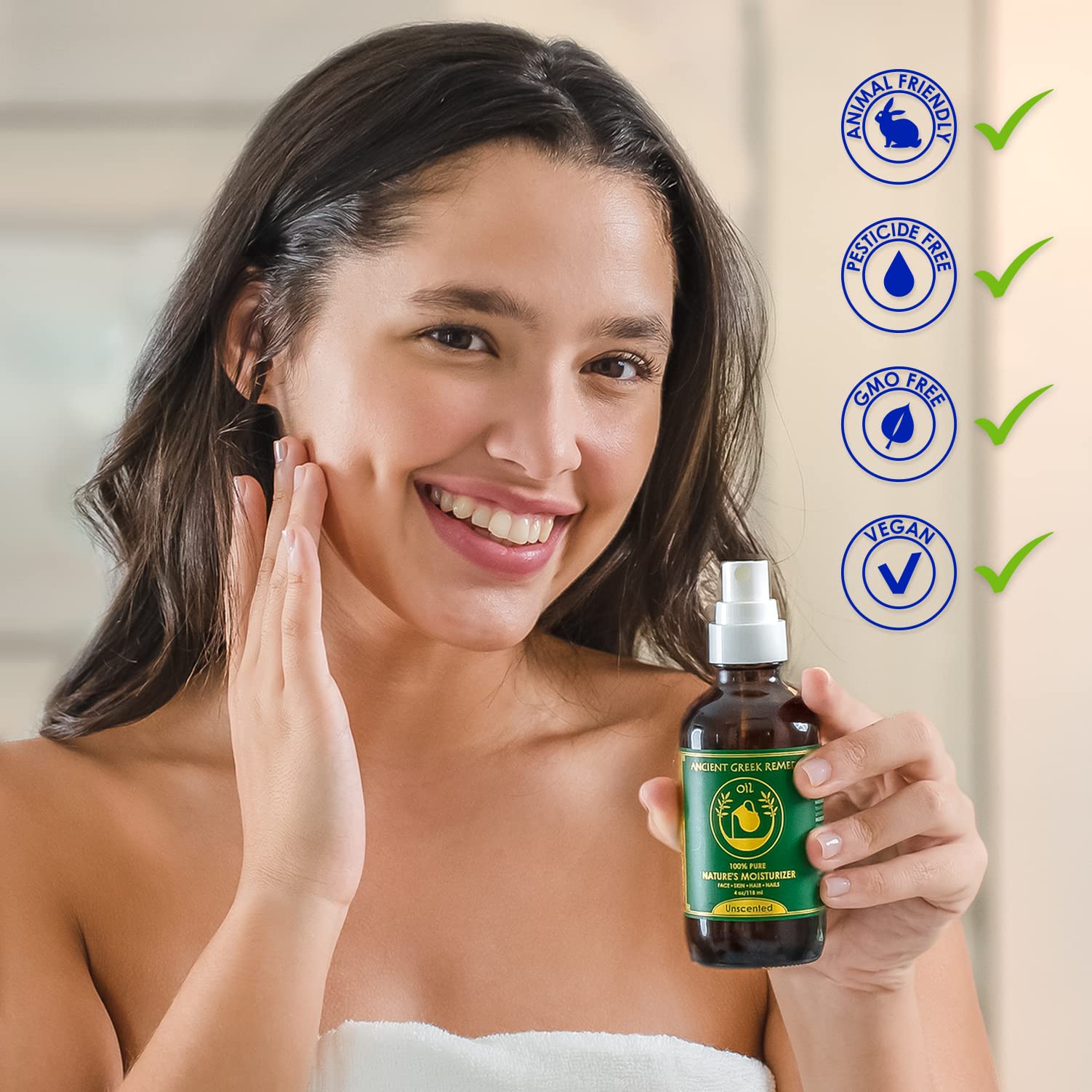 Unscented Organic Face And Body Oil Made Of Olive, Almond, Jojoba, Grapeseed, Sunflower, And Vitamin E Oil For Sensitive Dry Ski