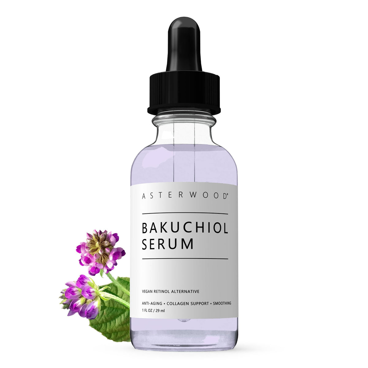 ASTERWOOD Bakuchiol Serum for Face - Retinol Alternative Bakuchiol Oil - Plumping, Anti-Aging and Anti-Wrinkle - Smoothing Skin 
