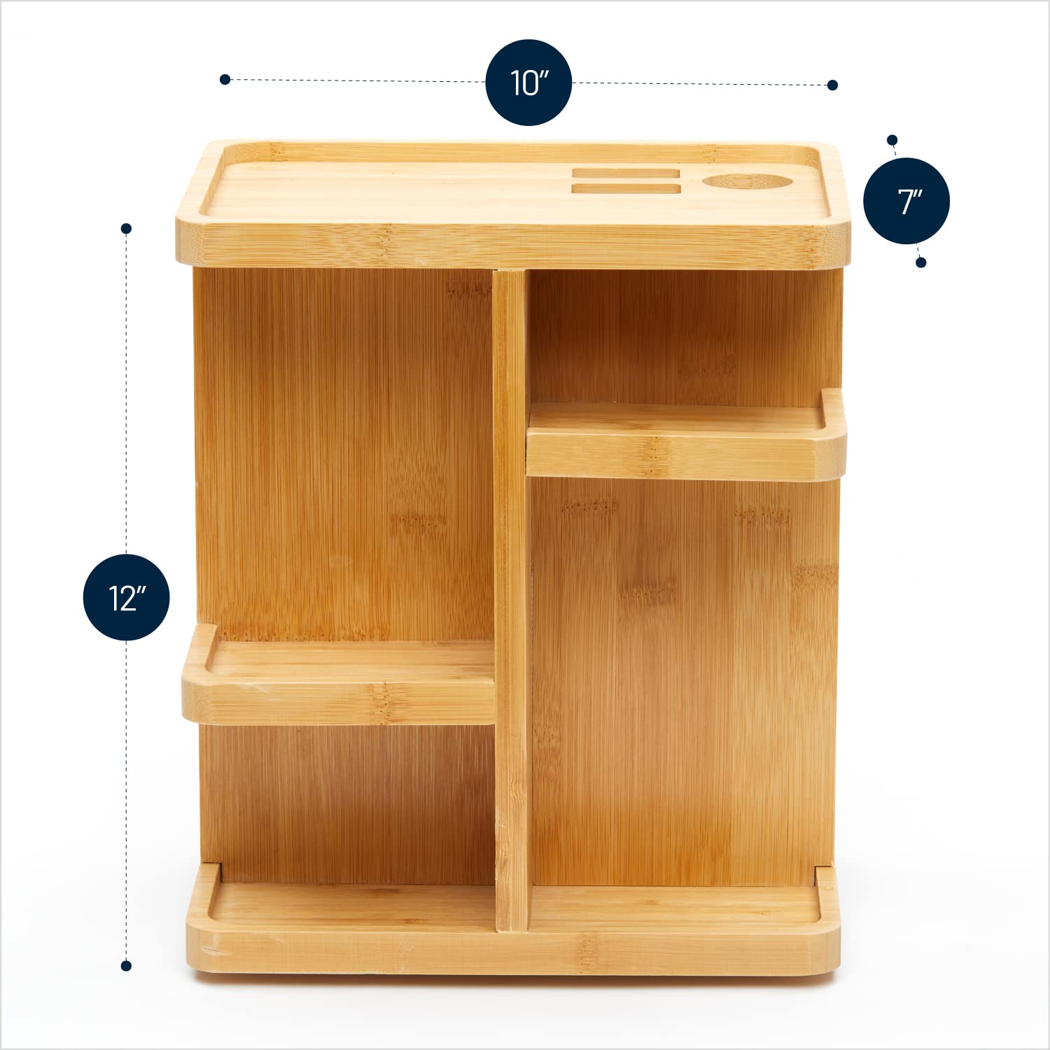 Royalhouse Bamboo 360 Degree Rotating 12 Inches Makeup Organizer, Display Cosmetic Organizer, Multi-Function Storage For Makeup