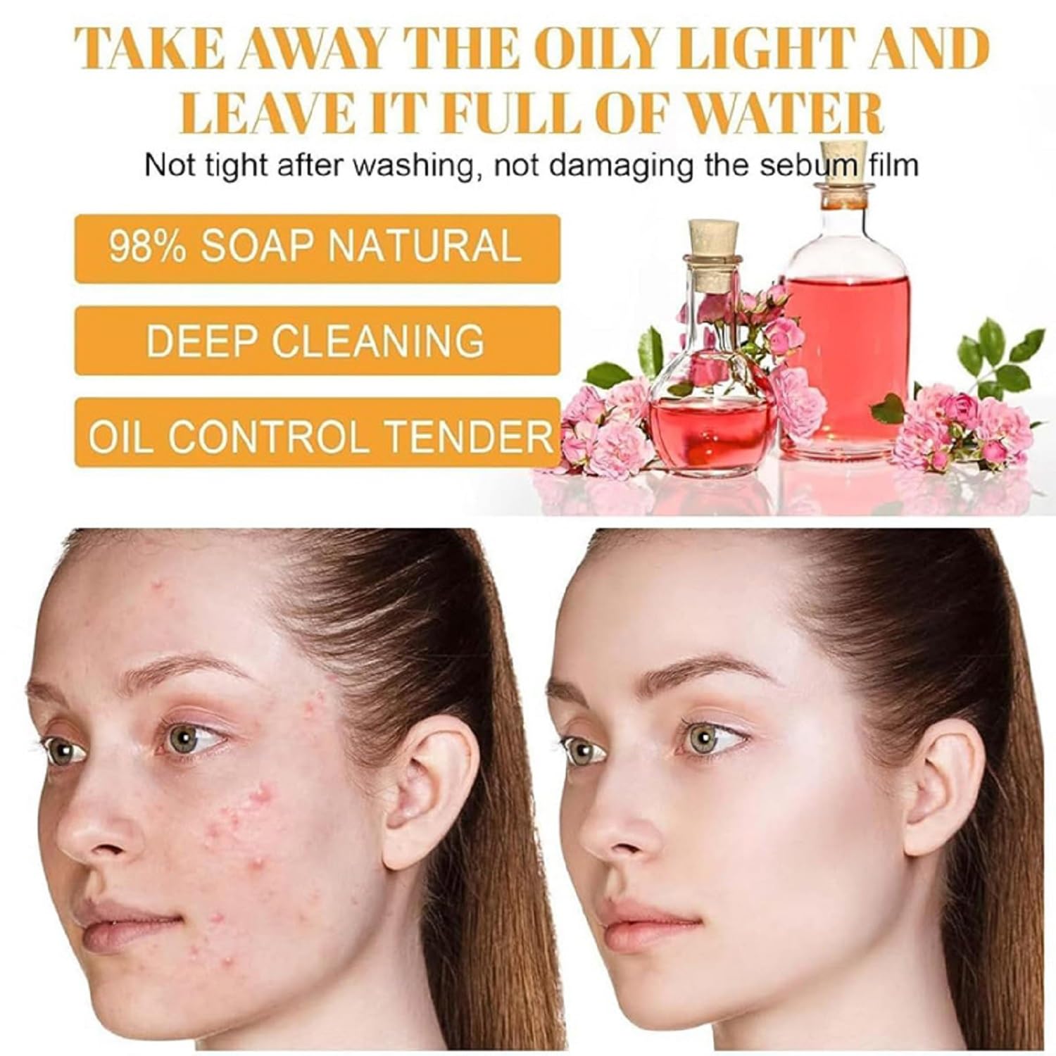 OUKPANE 2 Pcs Turmeric Foaming Face Wash, turmeric Cleansing Mousse, Deep Cleansing Glow Wash Turmeric Facial Cleanser With Brus