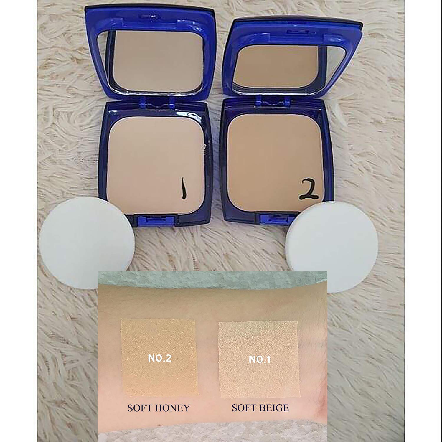 C & E White Oil Control Face Pressed Powder Foundation Compact, Covers Dark Spot & Wrinkle, Long Lasting, Natural Radiant Glowin