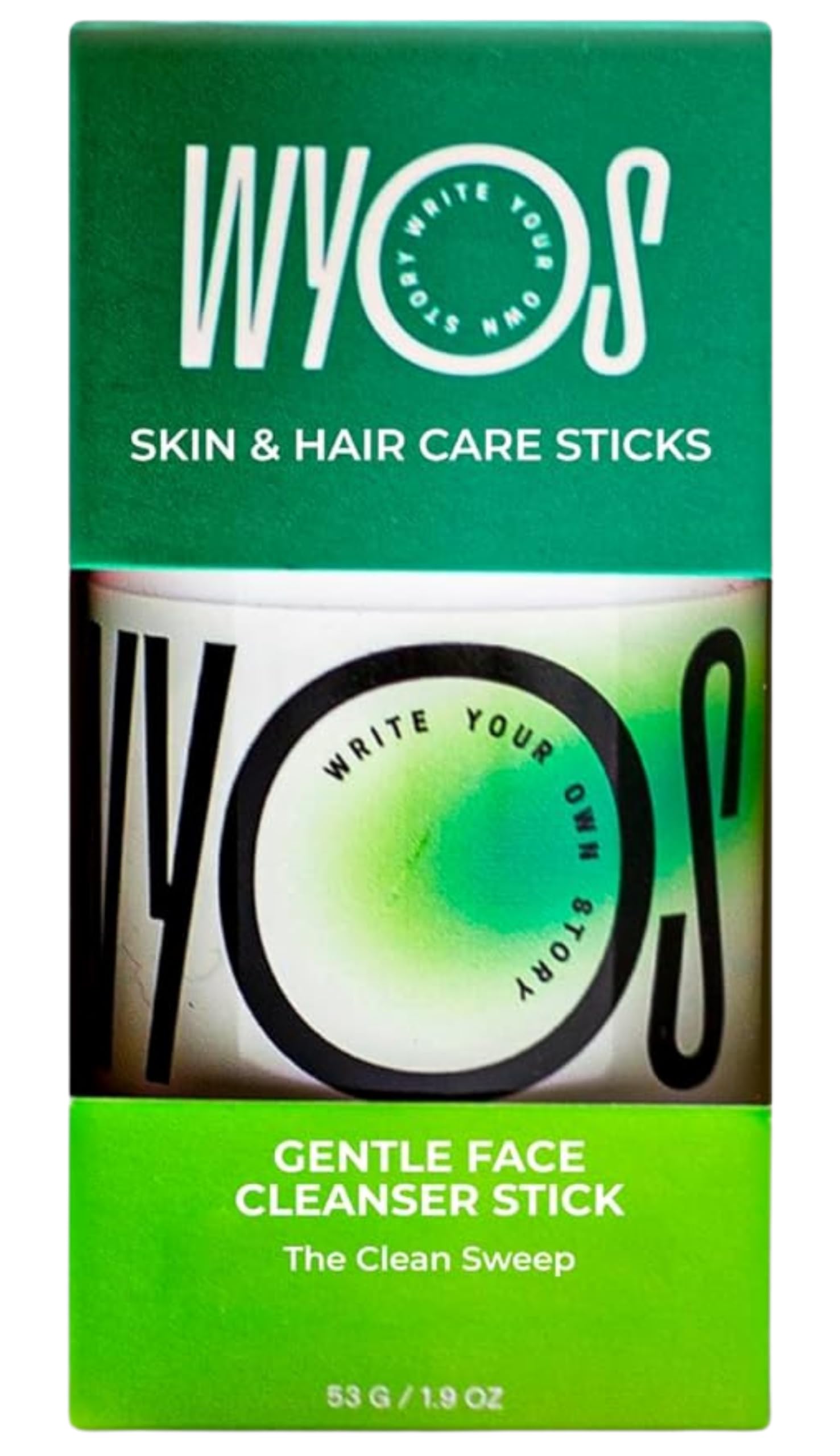 WYOS Face Cleanser Stick, Travel Friendly Leak Free, Vegan, Cruelty Free, Sulfate Free, Paraben Free, Gentle Sensitive Skin Make
