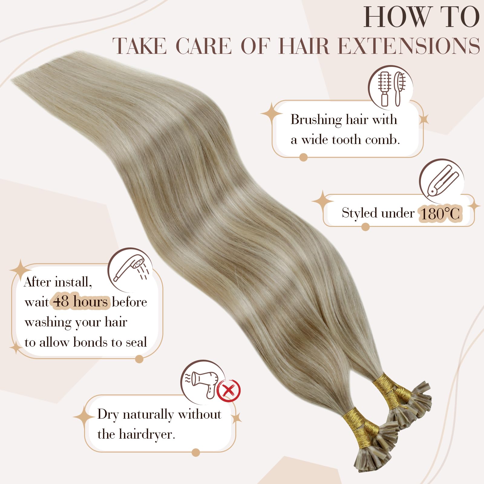Hetto Remy Human Hair Utip Extensions #17 Ash Blonde Highlight #23 Light Blonde Utip Hair Extensions Fusion U Tip Extensions Rea