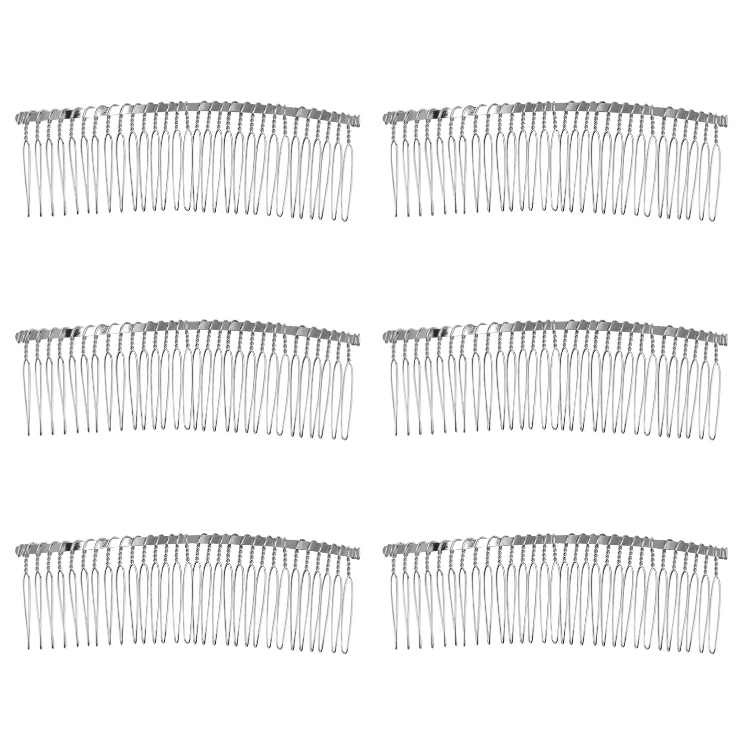 Senkary 10 Pieces Hair Comb Clip Metal Wire Hair Combs Wedding Veil Combs (30 Teeth, Silver)