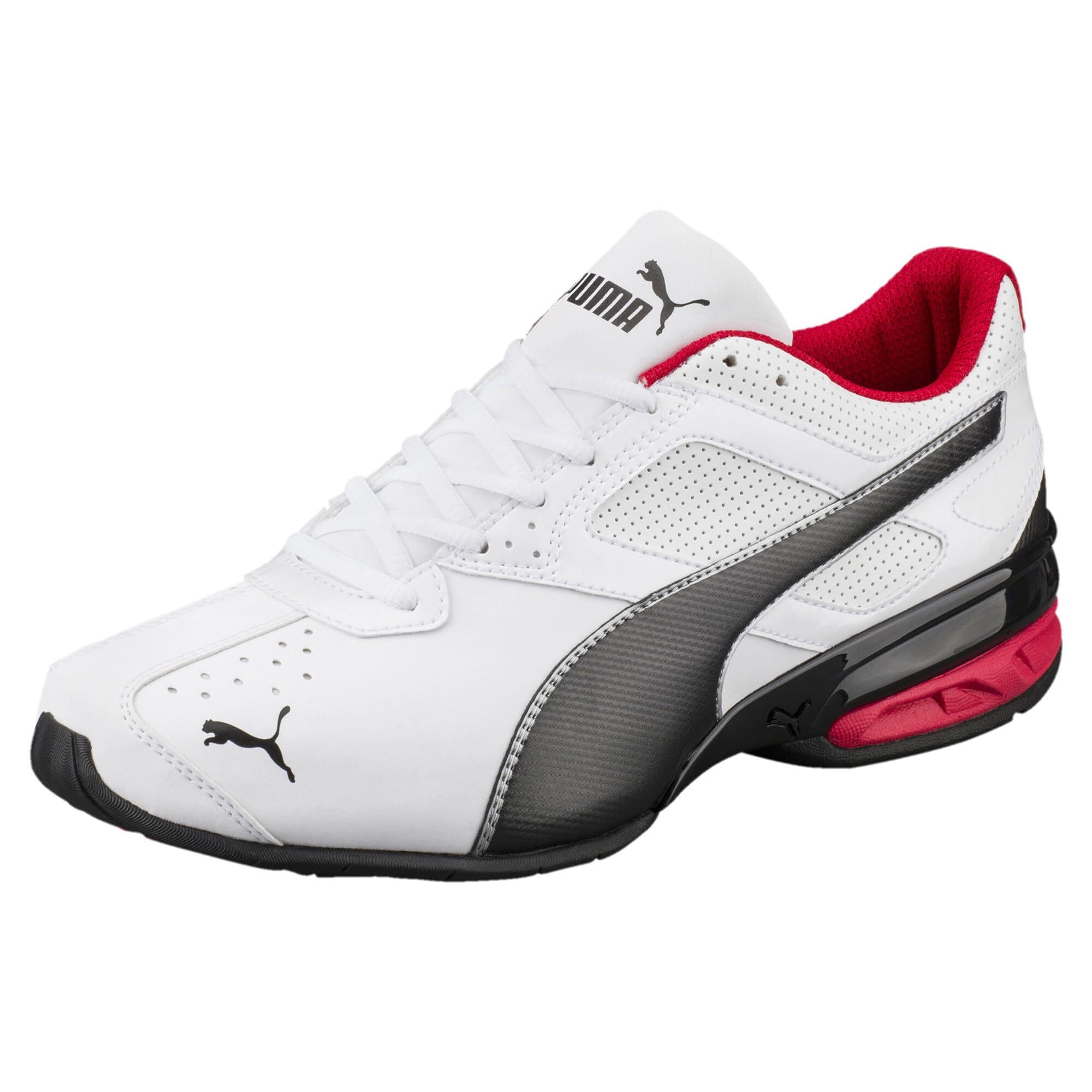 PUMA Mens TAZON 6 FM Cross Training Sneaker, Puma White-Puma Black-Puma Silver, 14