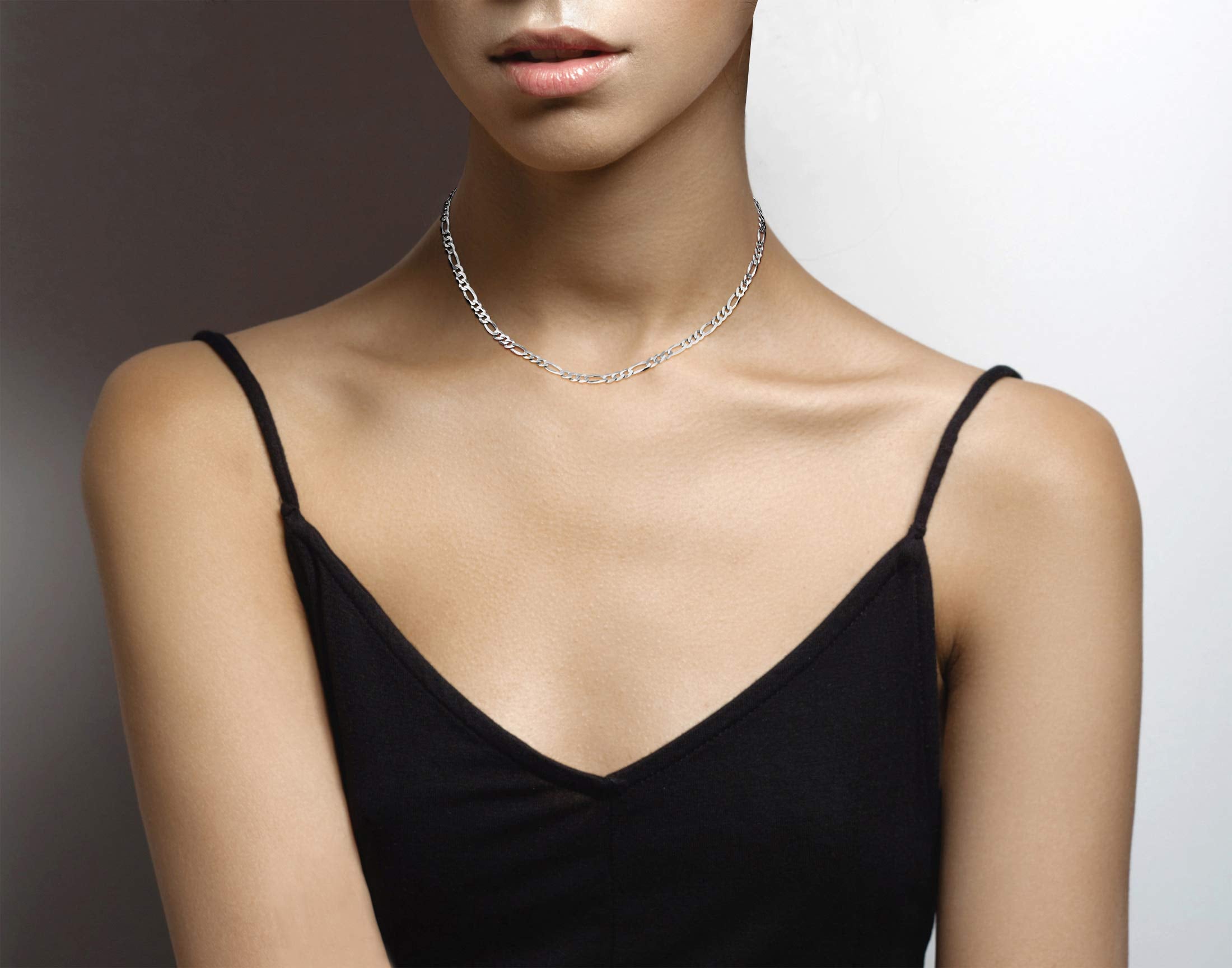 Miabella 925 Sterling Silver Italian 5mm Diamond-Cut Figaro Link Chain Necklace for Women Men, Made in Italy (16 Inches ((women'