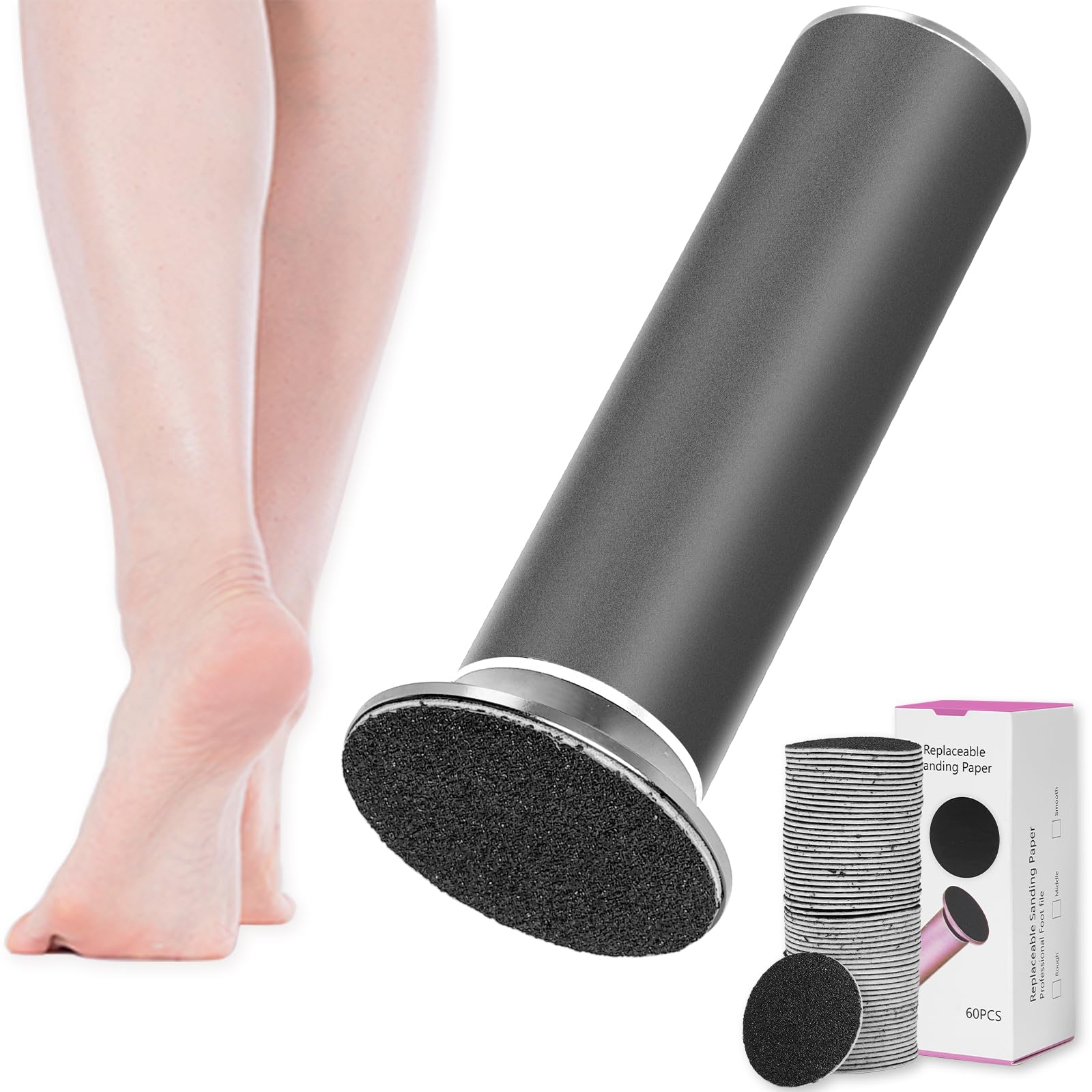 Dermawave Electric Foot File Callus Remover for Feet, Professional Foot Scrubber Sander Grinder for Dead Skin Cracked Heel, Pedi