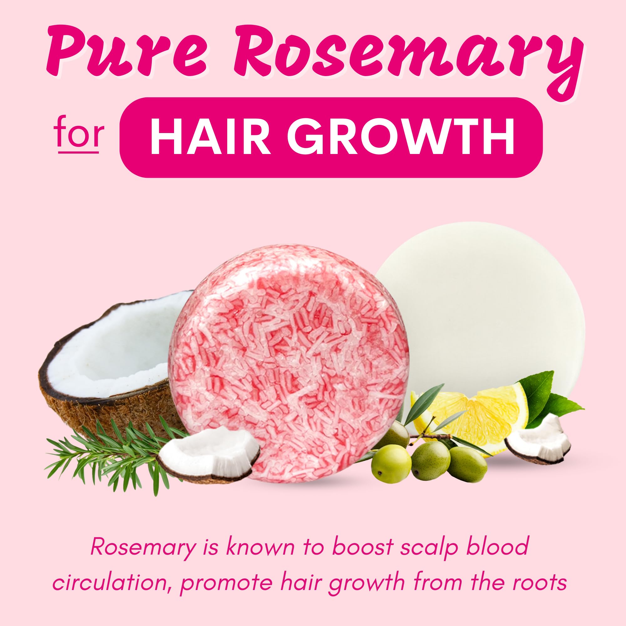 Muun Rosemary Shampoo and Conditioner Bar Set 3 - Natural Solid Hair Growth Soap Bars for Women with Straight, Curly or Thinning