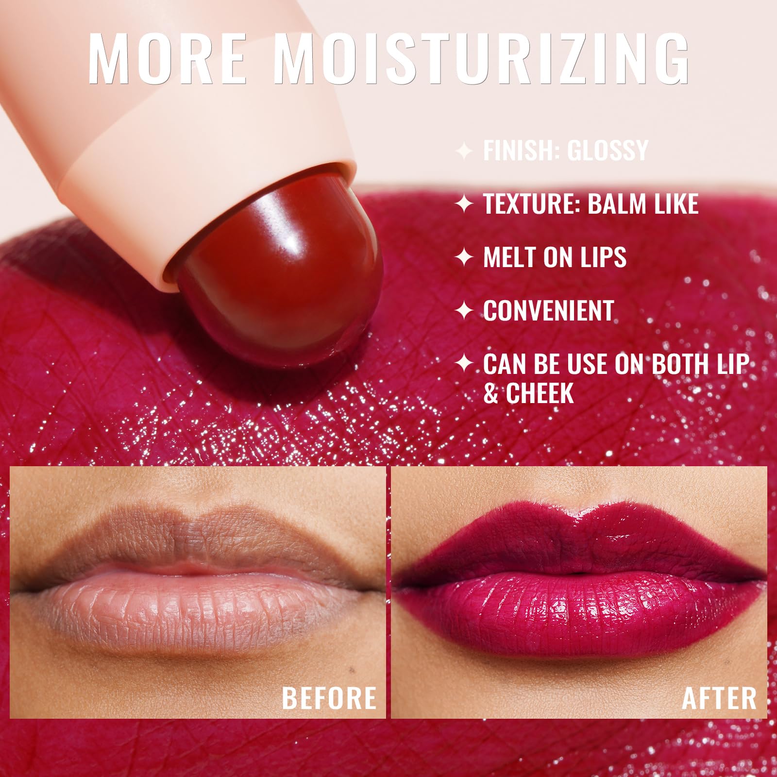 Oulac Magenta Lipstick - Moisturizing Lipstick Tinted Lip Balm For Dry Lips, Hydrating Creamy Lip Crayon & Blush - Lip Color And