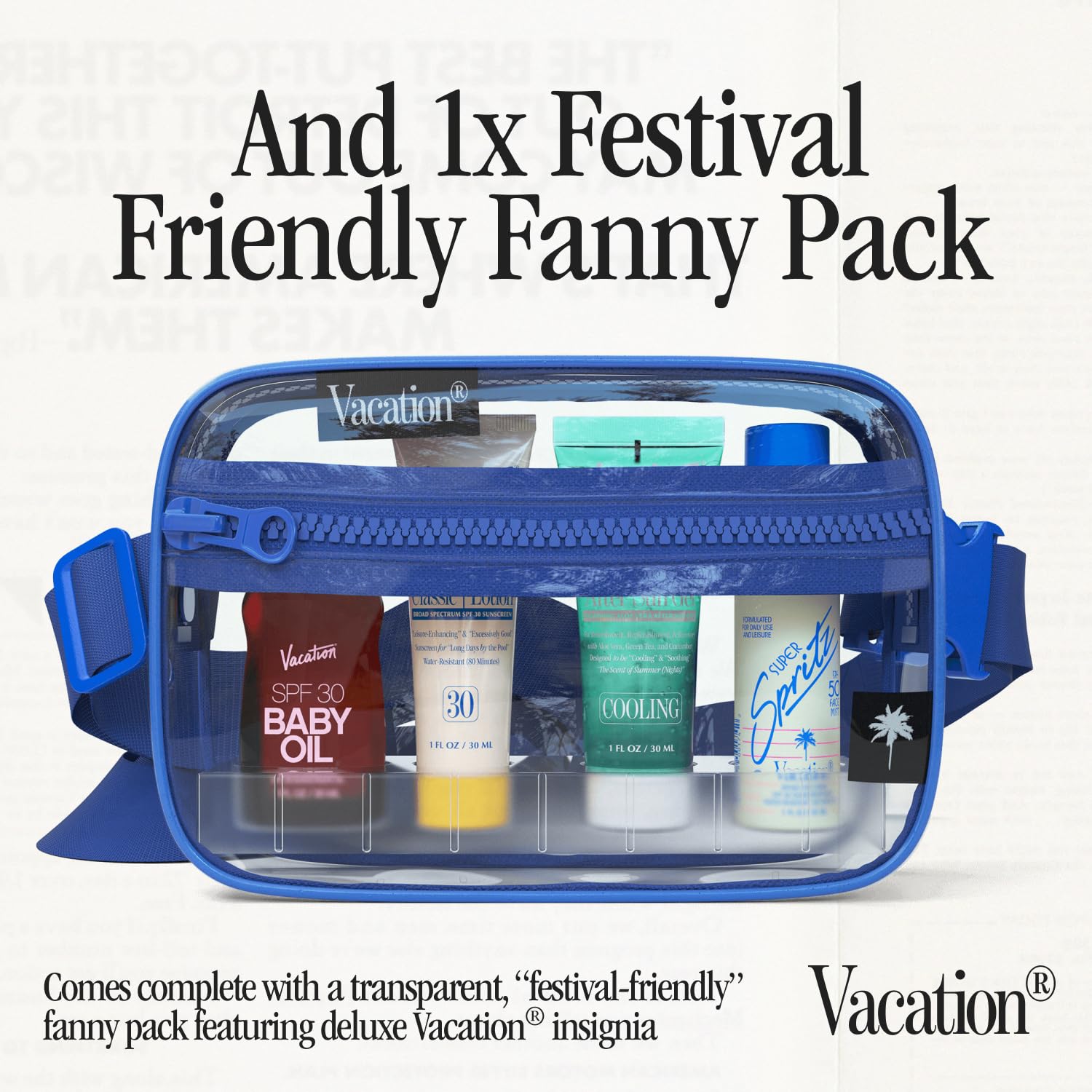 Vacation Sun Belt Sampler Bag, Includes Mini Baby Oil Spf 30 (1 Fl Oz), Super Spritz Spf 50 Face Mist (1 Fl Oz), Classic Lotion