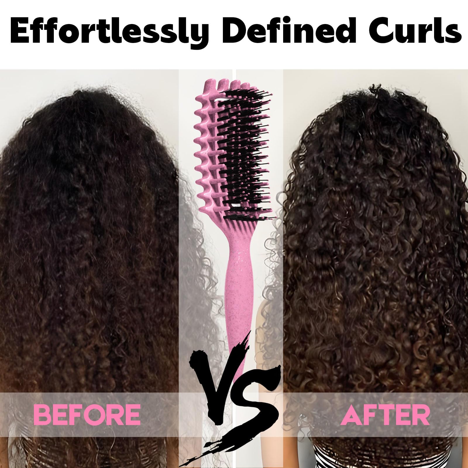 Curly Hair Brush Candybrush Curl Defining Brush for Detangling Shaping and Defining Curls for Women, Men, Wet & Dry Hair (Pink)