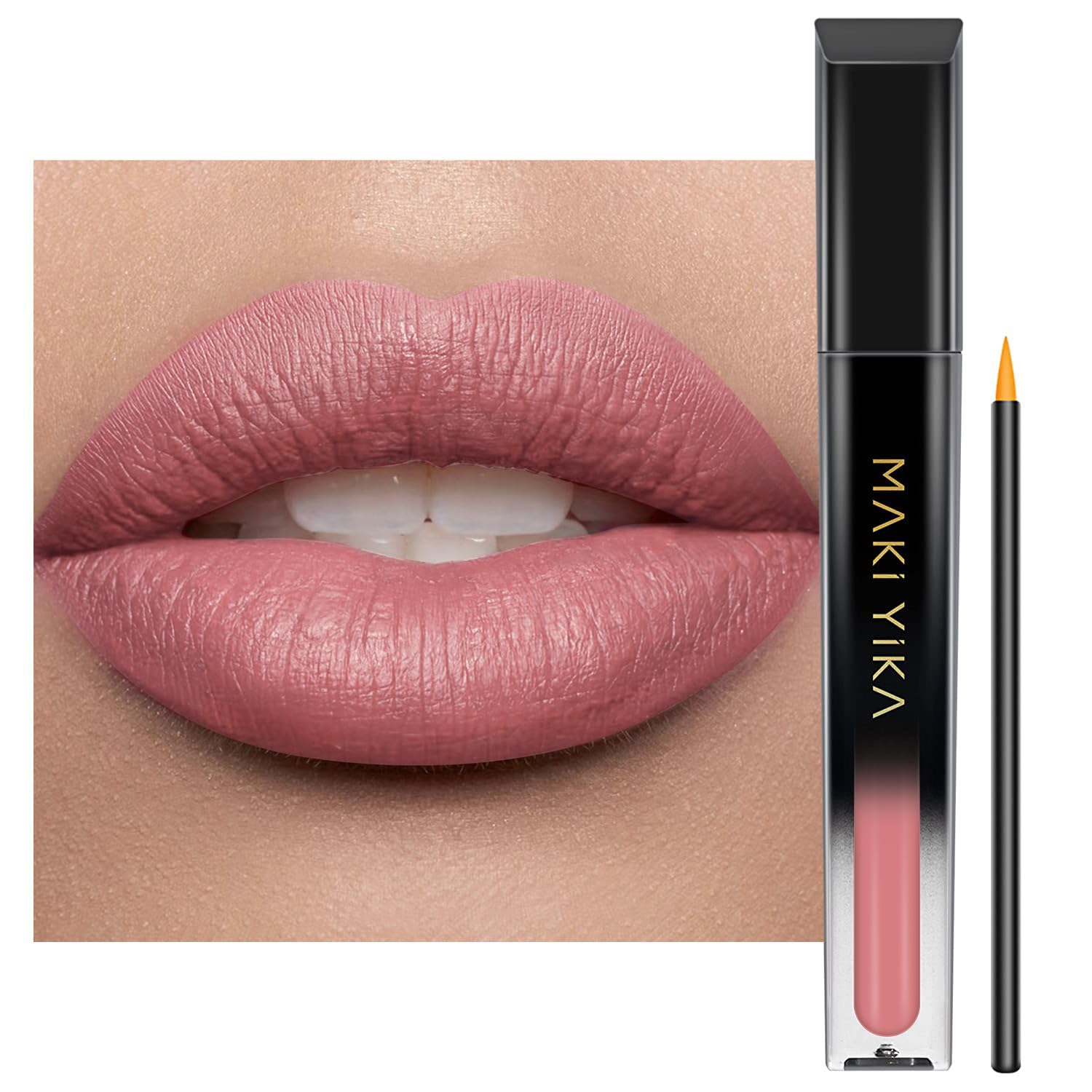 Maki Yika Pink Lipstick For Women Color Stay Long Lasting Lipsticks Light Pink Matte Liquid Lipstick Transferproof Cruelty-Free
