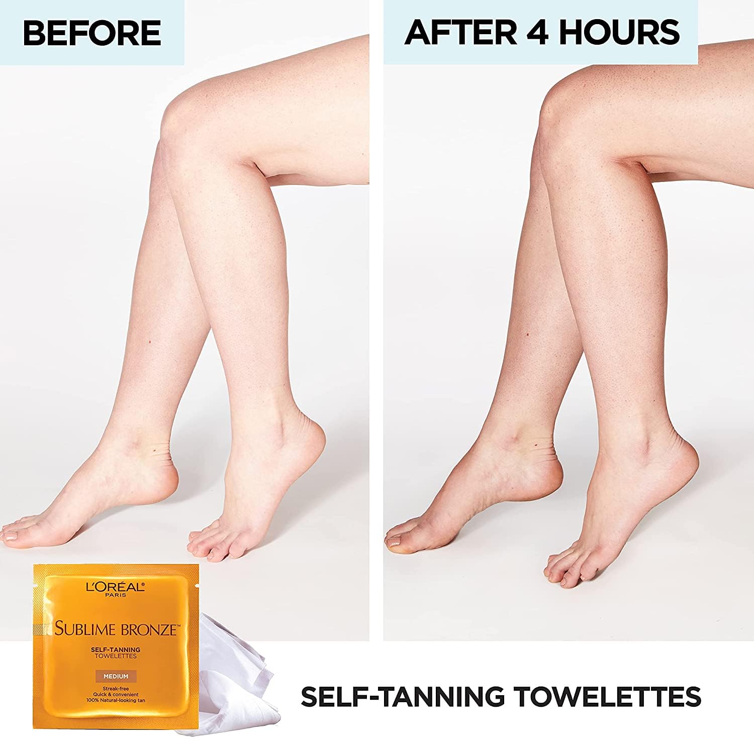L'Oreal Paris Sublime Bronze Self-Tanning Body Towelettes, 6-Count (Pack of 2)