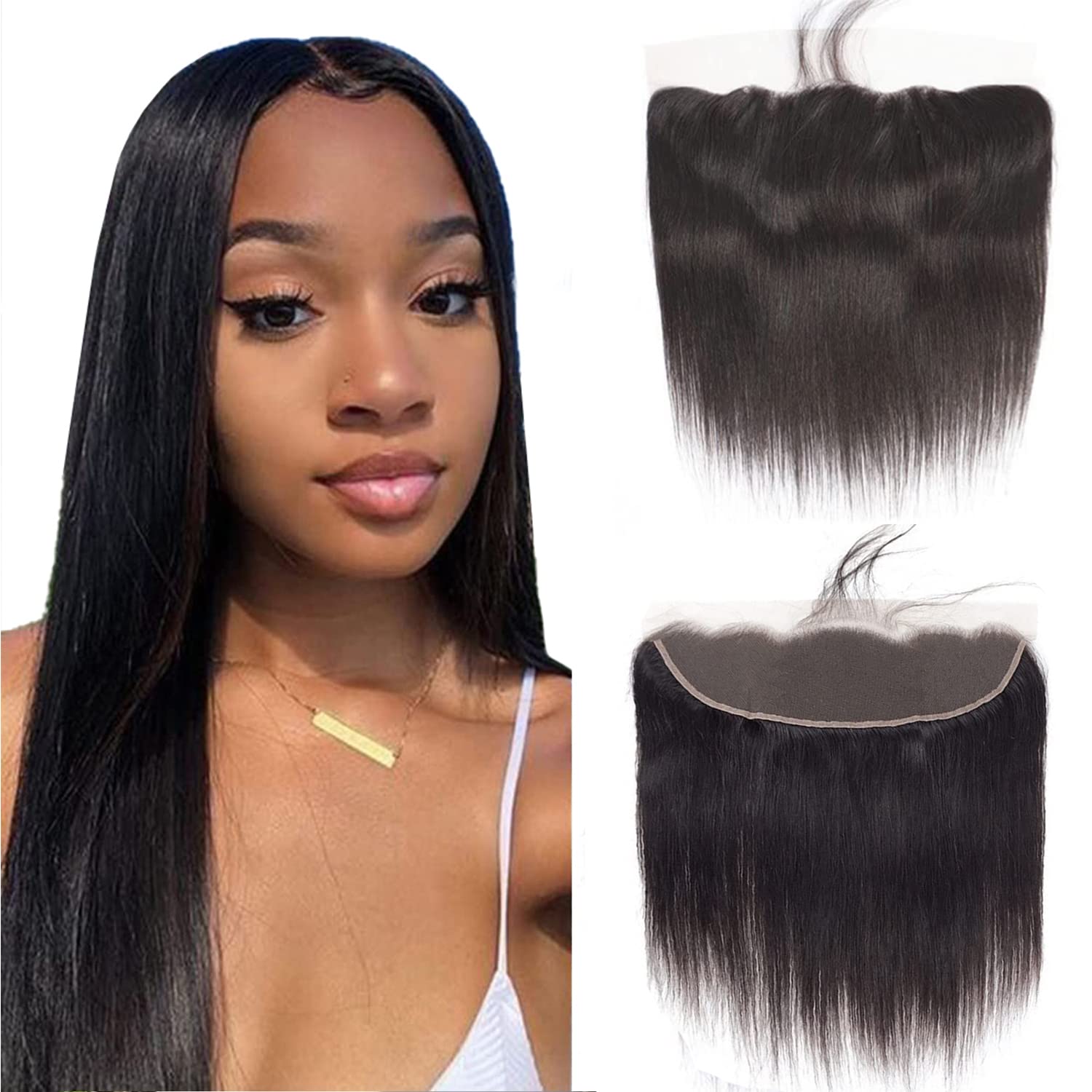 Selina Straight Lace Closure 13X4 Hd Lace Frontal Closure Transparent Lace Frontal Closure Brazilian Straight Human Hair Natural