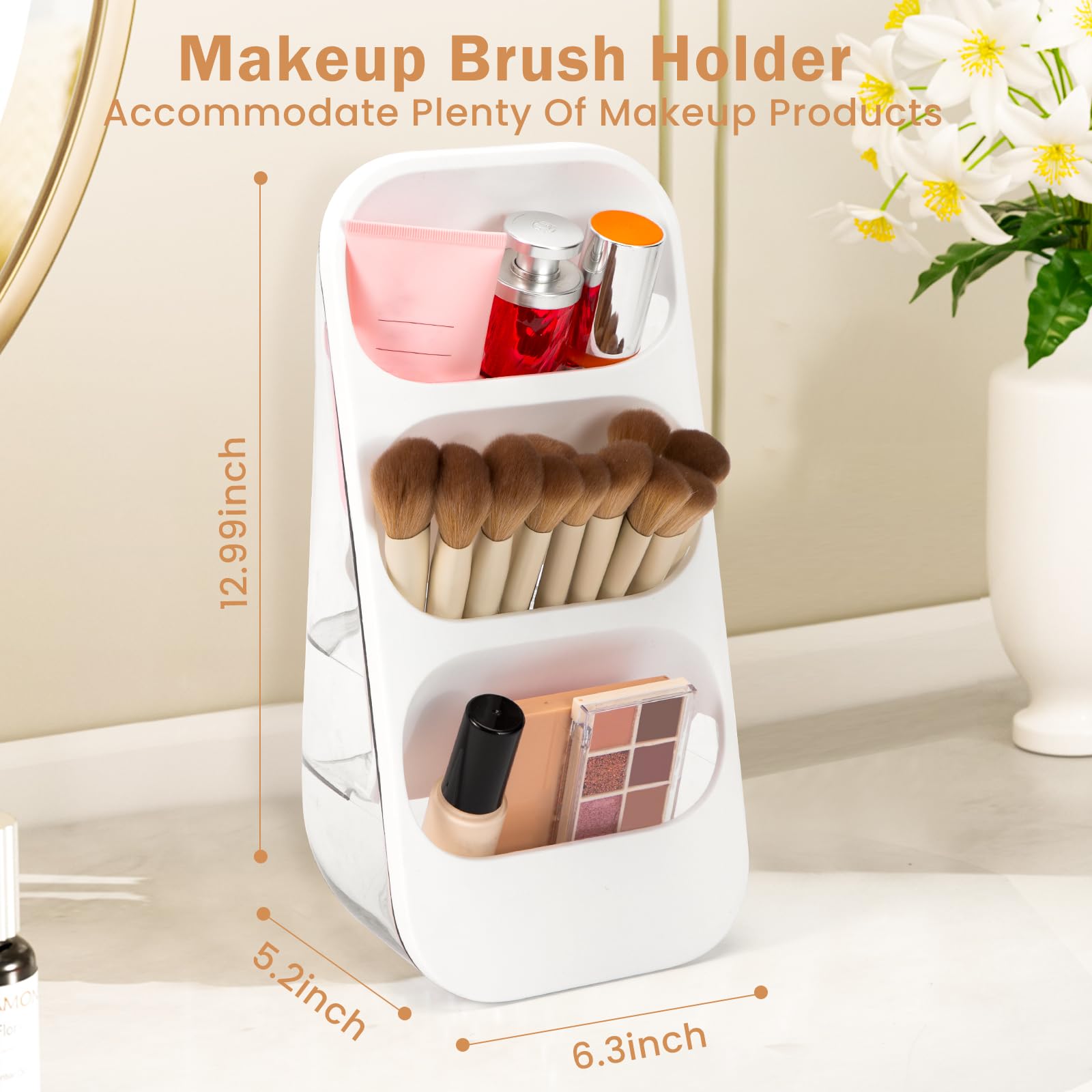 EXIN DECHEN Makeup Brush Holder Organizer,Tiered Makeup Brush Organizer for Vanity Countertop,Toothbrush Holders,Bathroom Counte