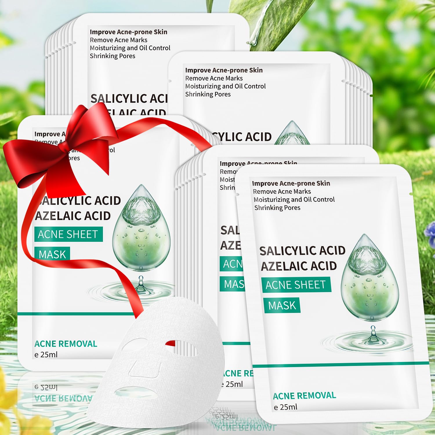 Irev Anti Acne Face Mask,Sheet Masks With Salicylic Acid, Face Masks Skincare For Acne, Acne Sheet Mask For Acne-Prone, Oily, An
