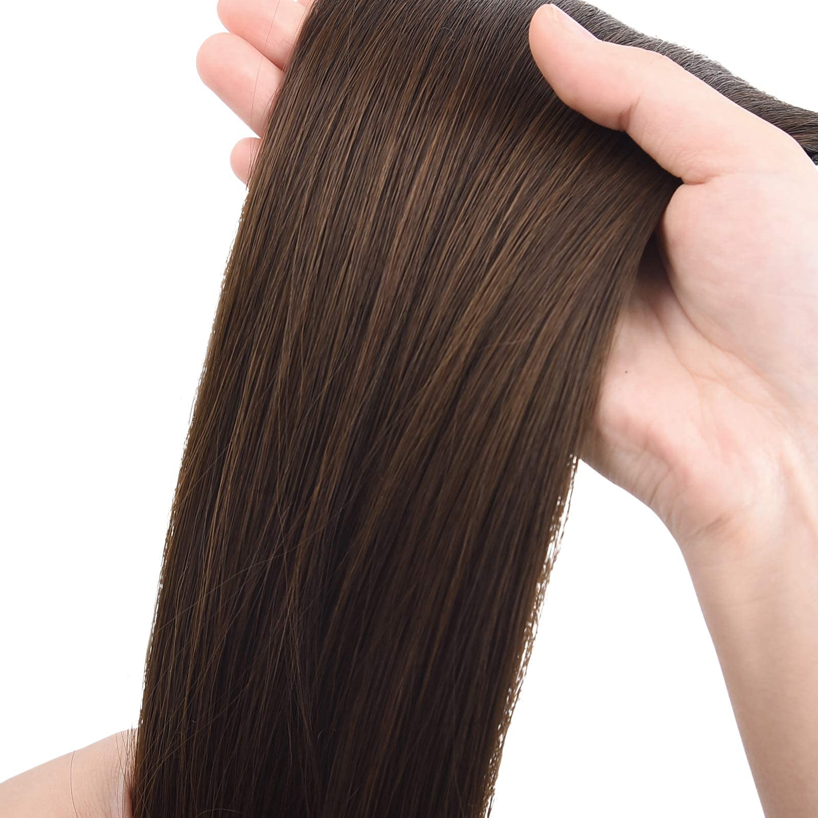 SEIKEA 28 Inch Clip in Ponytail Extension Wrap Around Long Straight Pony Tail Hair Synthetic Hairpiece for Women Dark Brown with