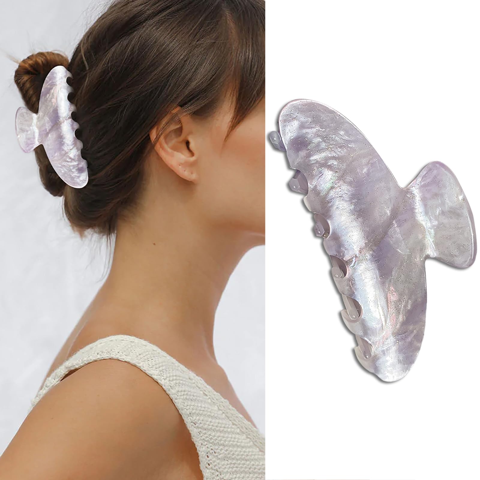 AIUPUOC Medium Hair Clip, French Purple Hair Claw Clip for Hair Styling, Banana Clips for Thin Hair, Hair Accessories & Decorati