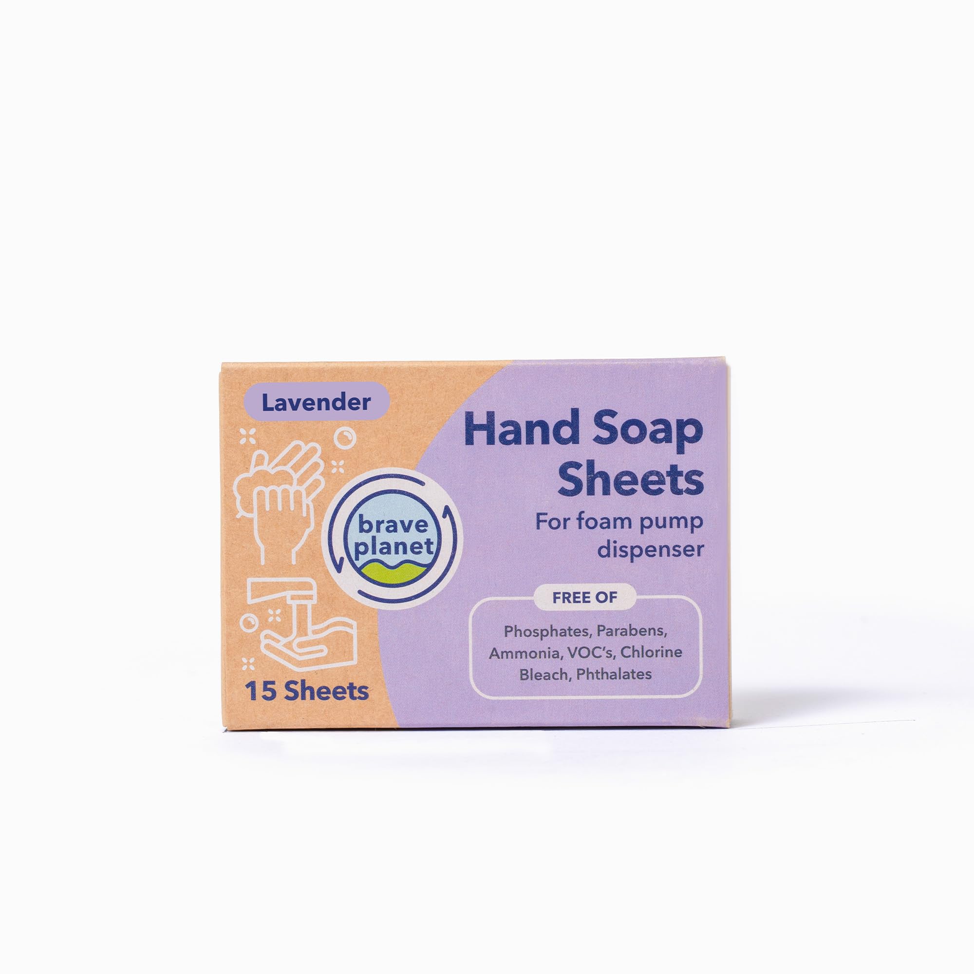 Brave Planet Hand Soap Sheets - Lavender Scent, Eco-Friendly Travel Hand Wash, Biodegradable & Water-Soluble for Camping, Hiking
