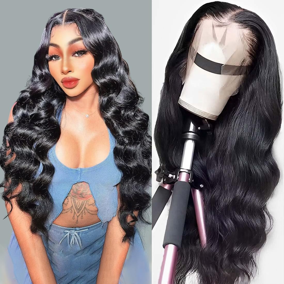 Body Wave Lace Front Wigs Human Hair Pre Plucked Glueless Human Hair Wig for Black Women 180% Density 13x4 HD Transparent Lace F