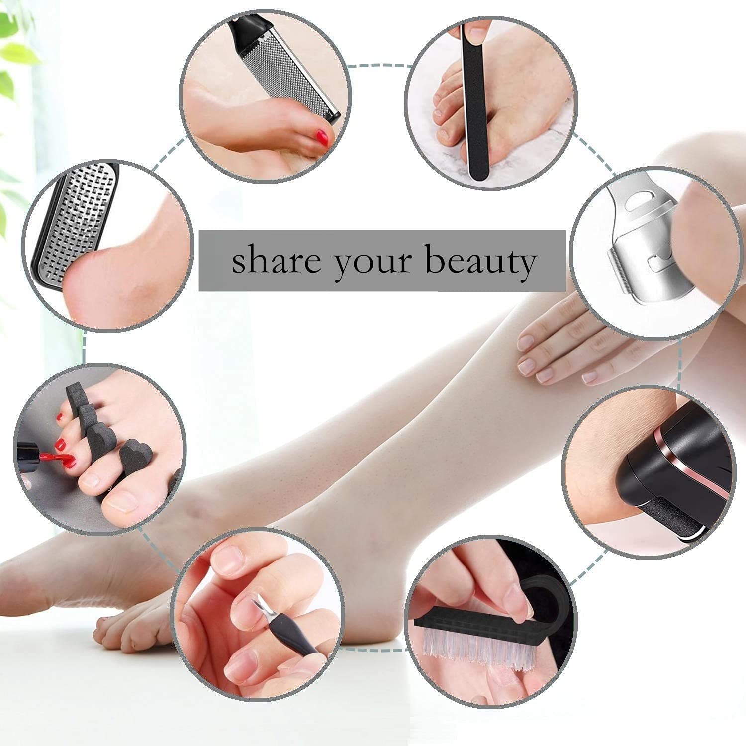 Electric Callus Remover For Feet With Rechargeable Waterproof 21 In 1 Professional Pedicure Kit, Wet & Dry Foot File For Dead Sk
