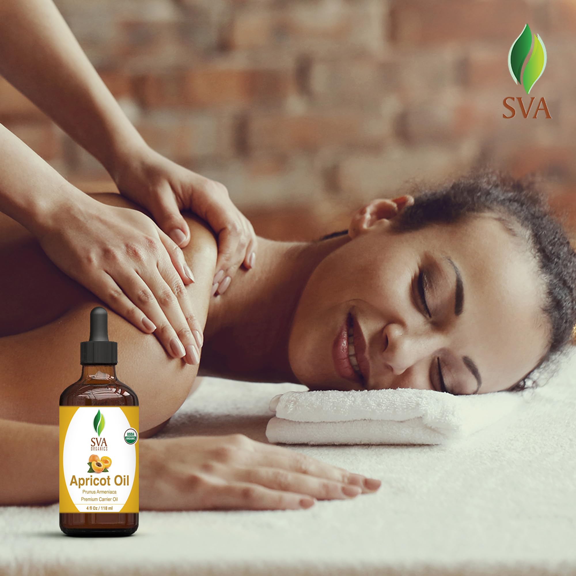 Sva Apricot Seed Oil Organic - 4 Fl Oz - 100% Natural Cold Pressed Organic Apricot Oil - For Face, Skin Care, Hair Care, Scalp M