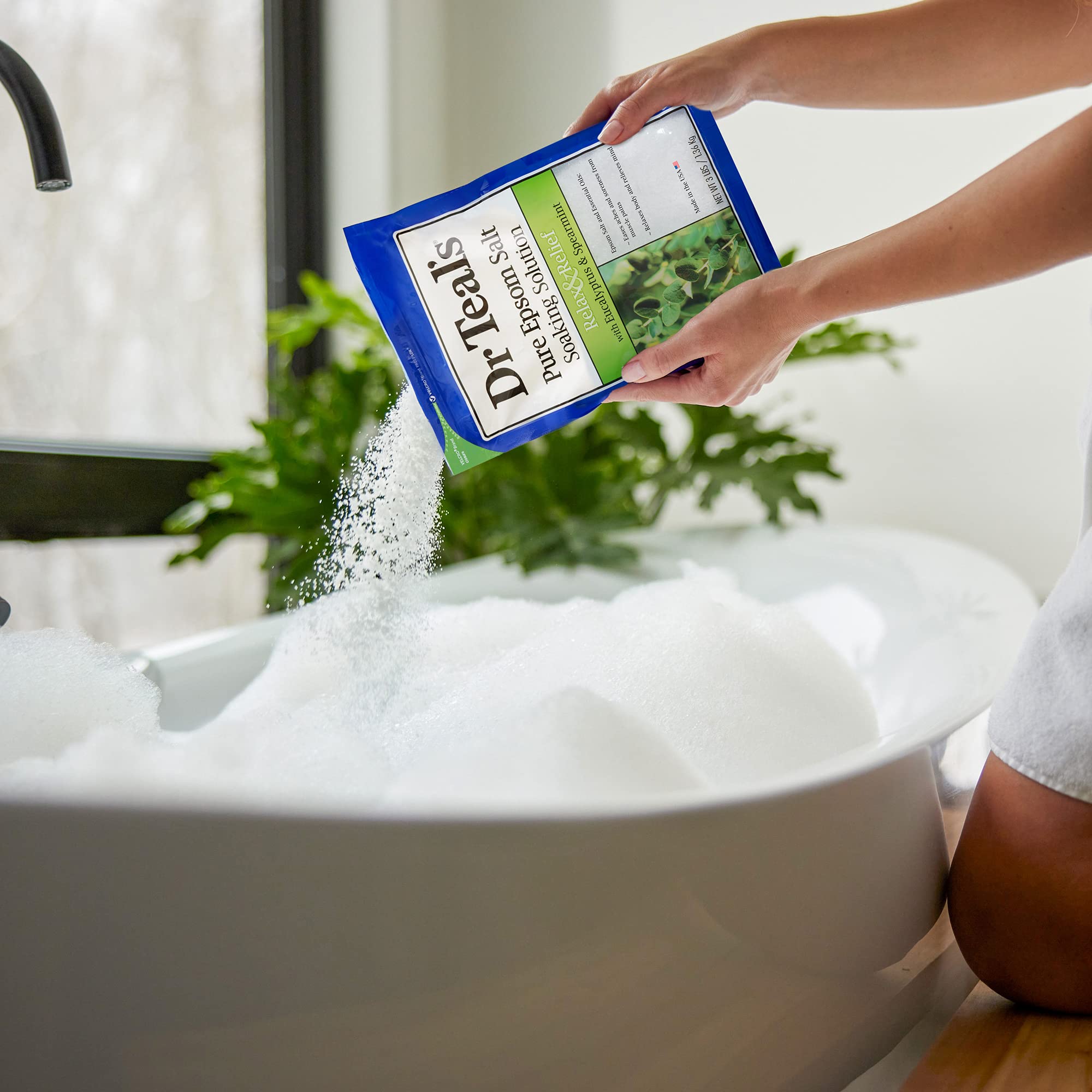 Dr Teals Epsom Salt Soaking Solution And Foaming Bath With Pure Epsom Salt, Eucalyptus 3 Pound Bags, And 34 Ounce Bottle (Packag