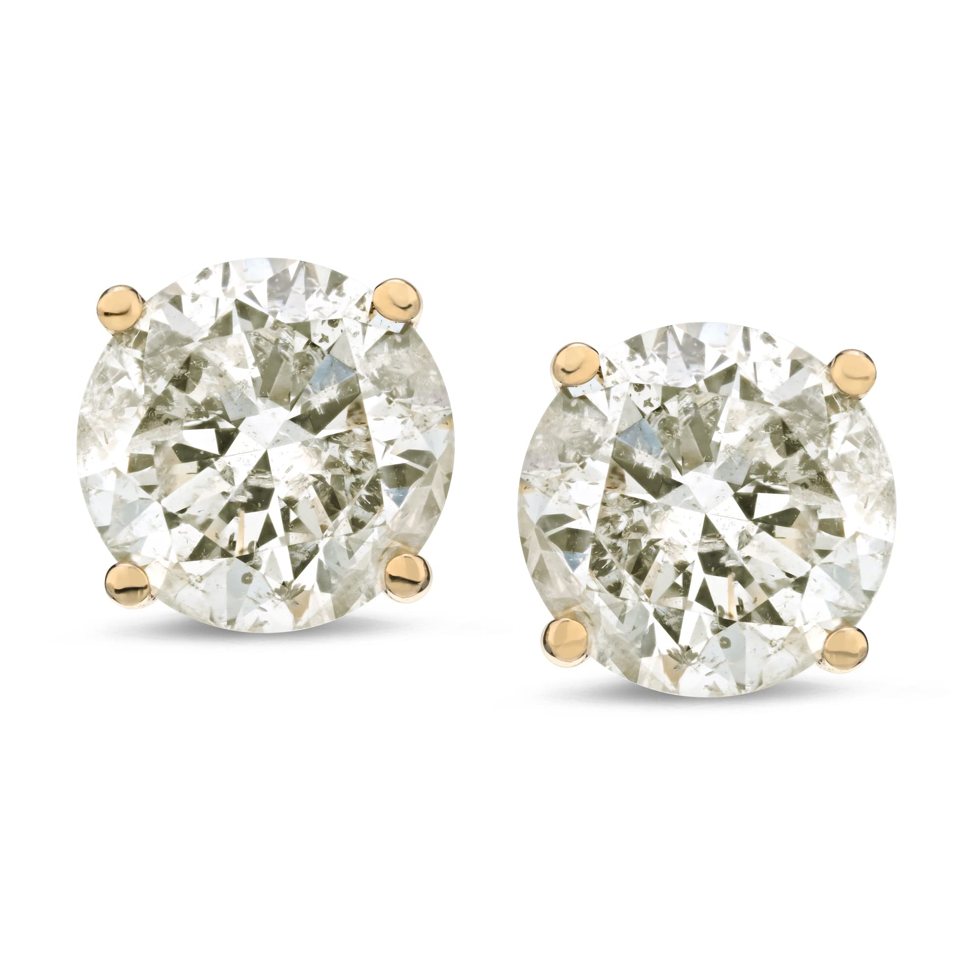 Amazon Essentials 14k Yellow Gold Round-Cut Diamond Stud Earrings (1/2cttw, J-K Color, I2-I3 Clarity) (previously Amazon Collect