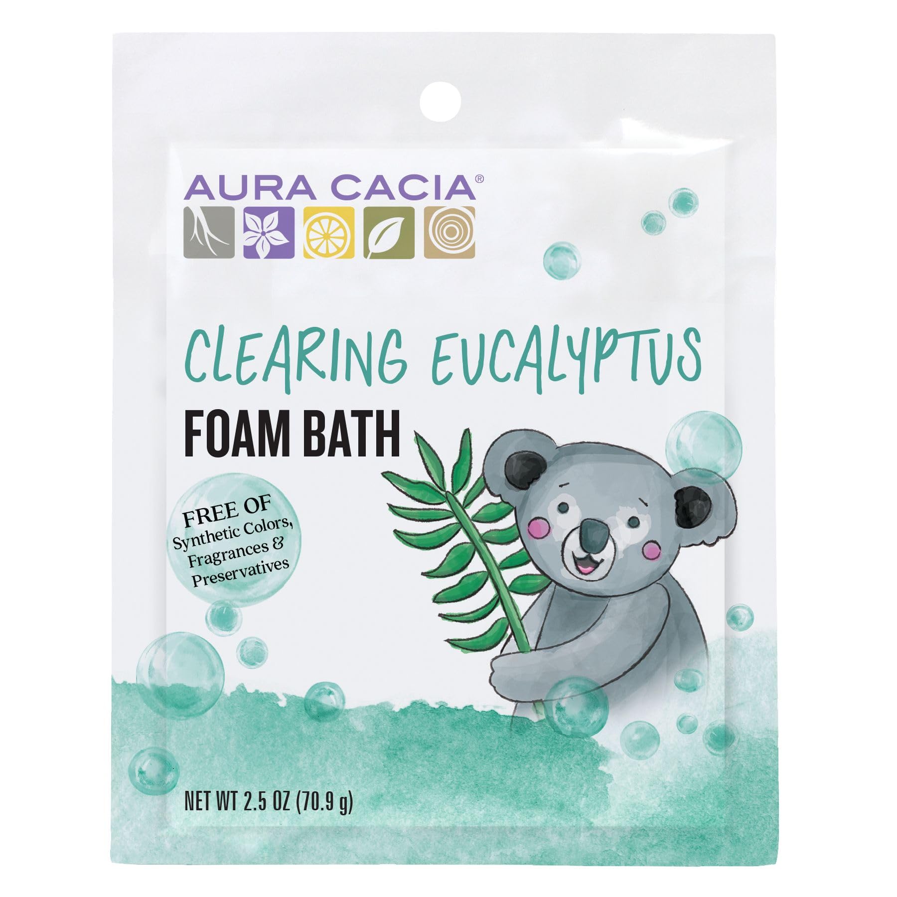 Aura Cacia Aromatherapy Foam Bath, Clearing With Eucalyptus, 2.5 Ounce Packet (Pack Of 6)