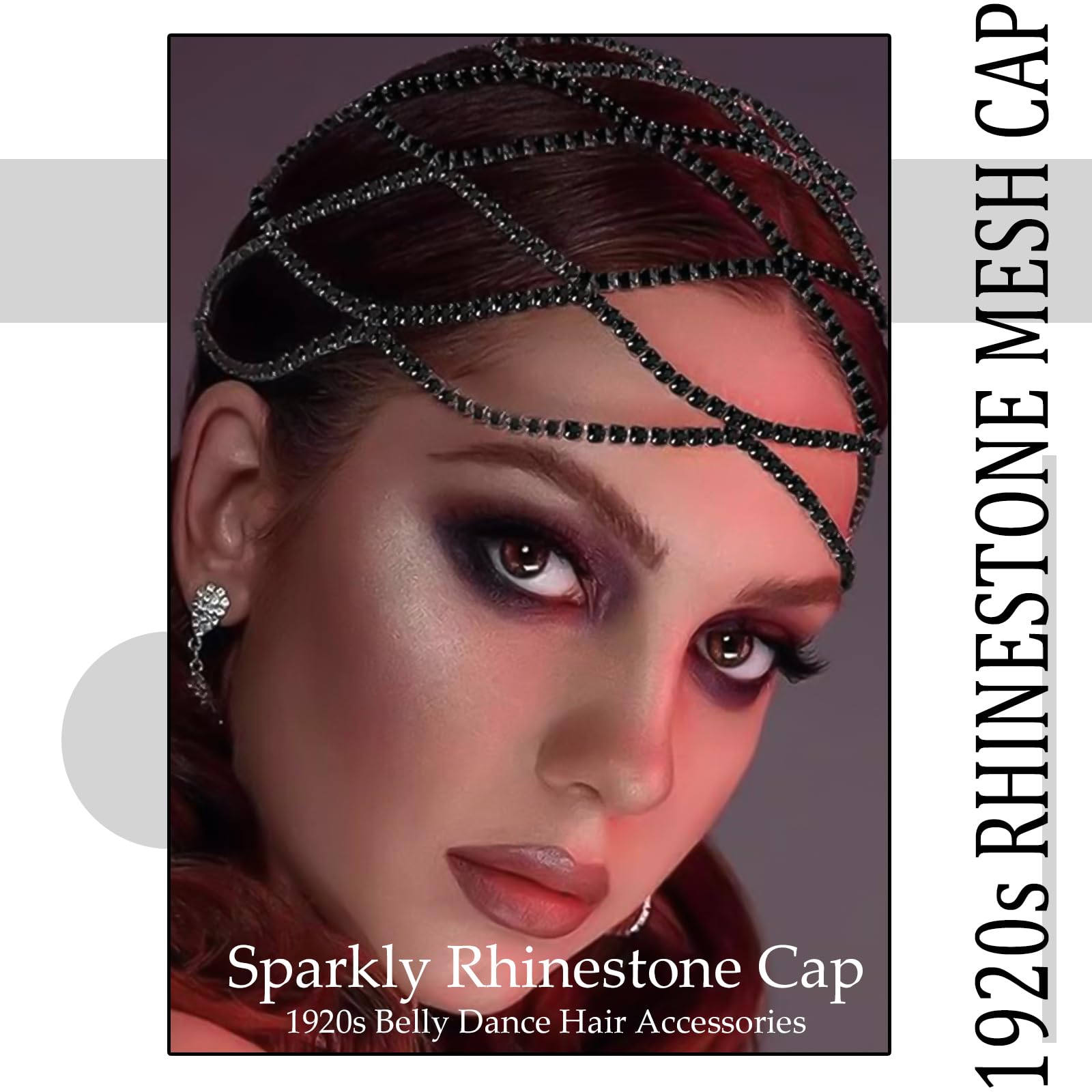 Naiska Black Crystal Rhinestone Headpieces Caps For Women Wedding Bride Crystal Head Chain 1920S Flapper Hair Headband Jewelry G