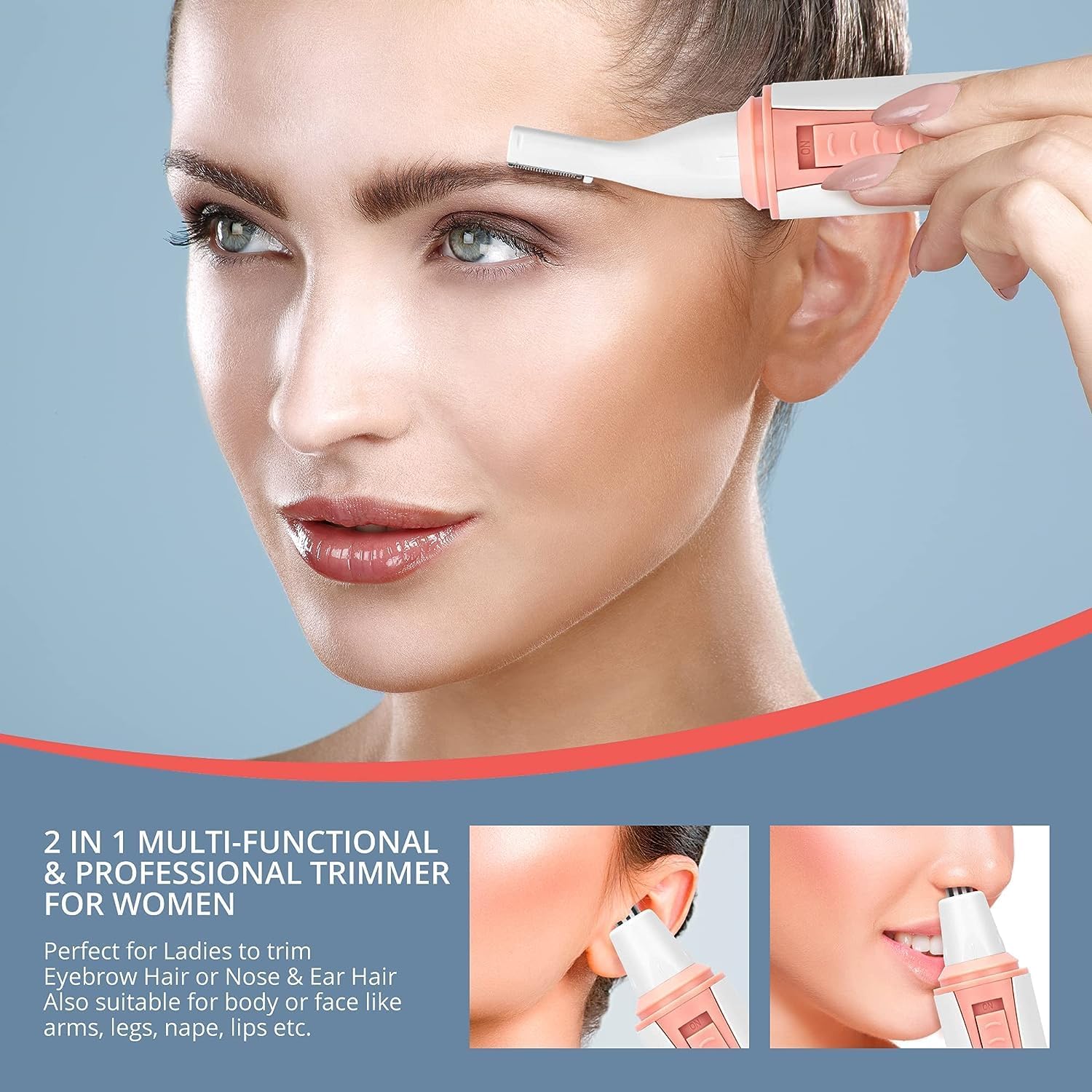 Nose Hair Trimmer for Women with Battery: Womens Nose Hair Trimmer Portable Facial Hair Removal Nose Clippers for Eyebrow Ear Pe