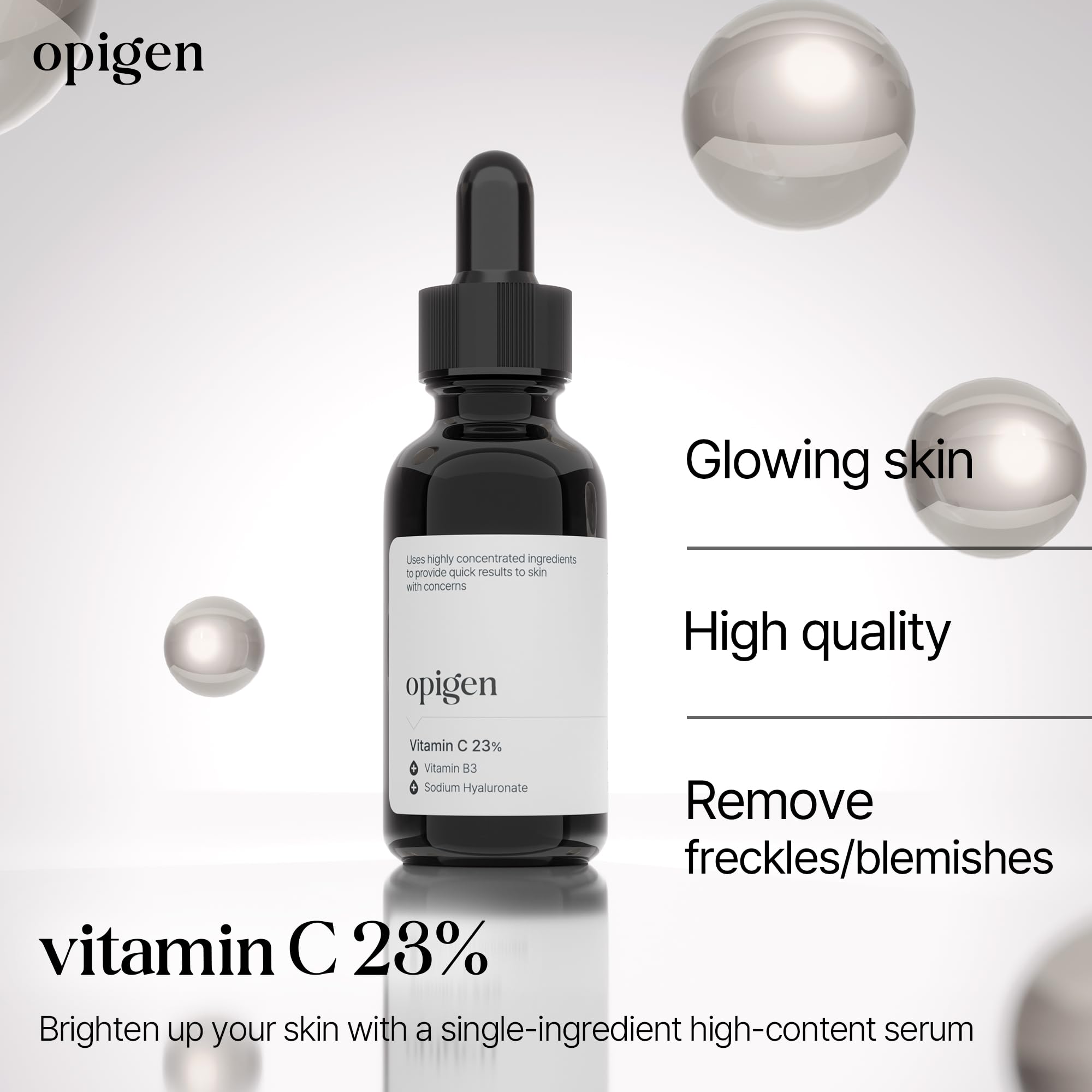 Opigen Vitamin C 23% Serum with Vitamin B3 & Hyaluronic Acid, Hydrating Facial Serum for Fine Lines, Uneven Skin Tone & Dull Ski