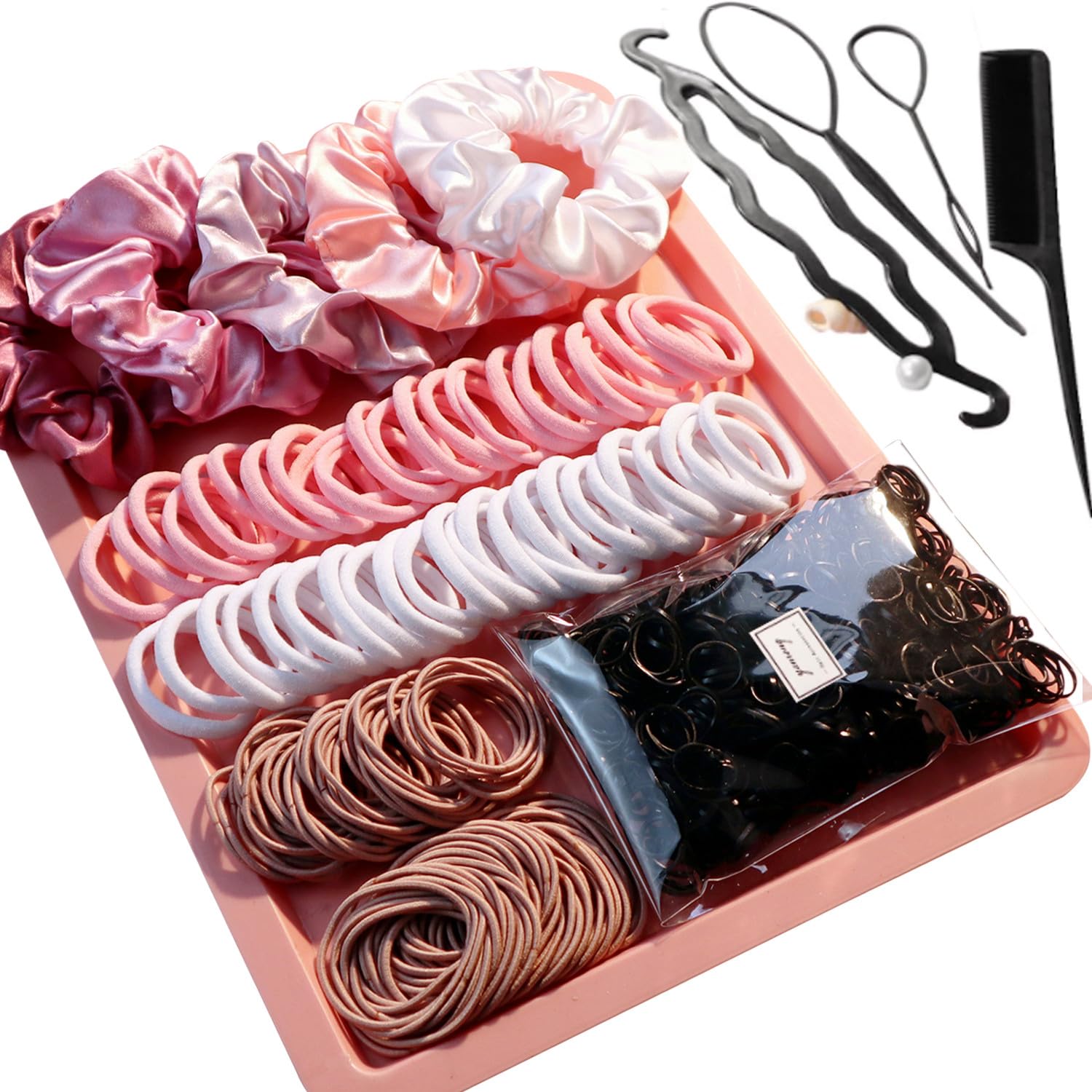 YANRONG Hair Accessories Set: 755PCS Seamless Ponytail Holders, Scrunchies, Hair Bands, and Hair Ties for Thick and Curly Hair (