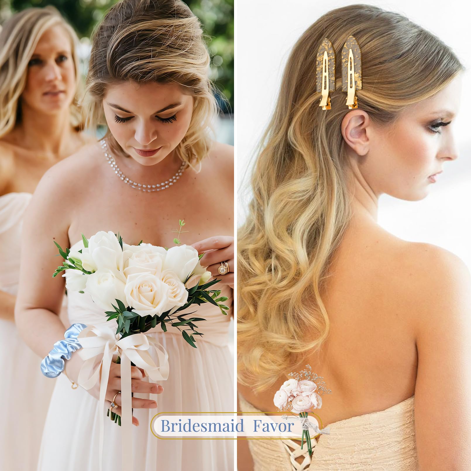 12 Pcs Silk Satin Soft Blue Hair Accessories - Bridesmaid Proposal Favors With Hair Clips, Scrunchies, And Bridal Shower Gifts F