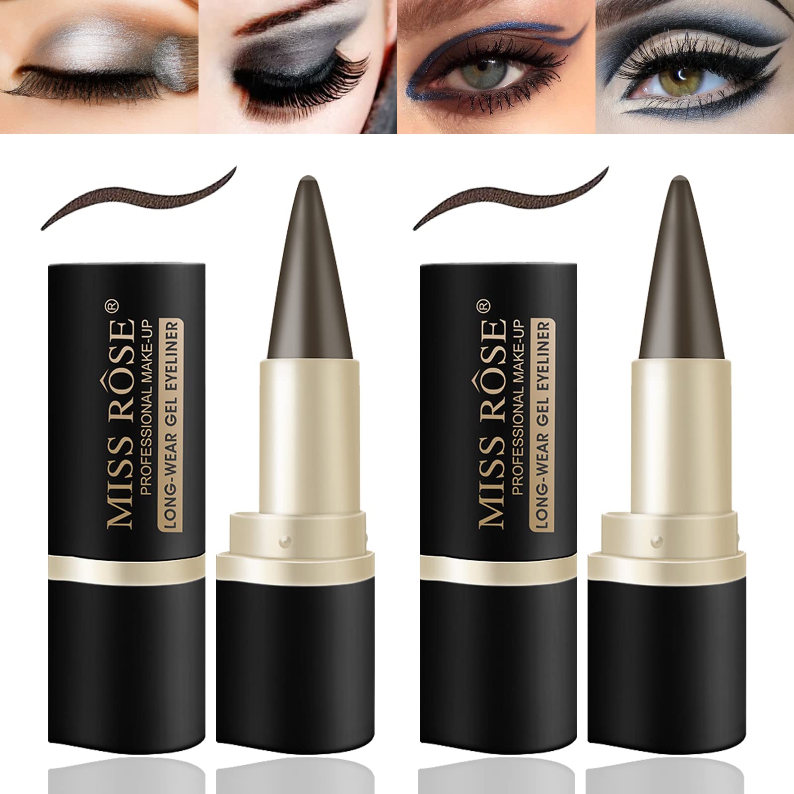 Lokfar 2 Pcs Gel Eyeliner Set, Cream Eyeliner Tool Smudge Proof And Waterproof Eyeliner Pencil Matte Brown Eye-Liner Pencil Tatt