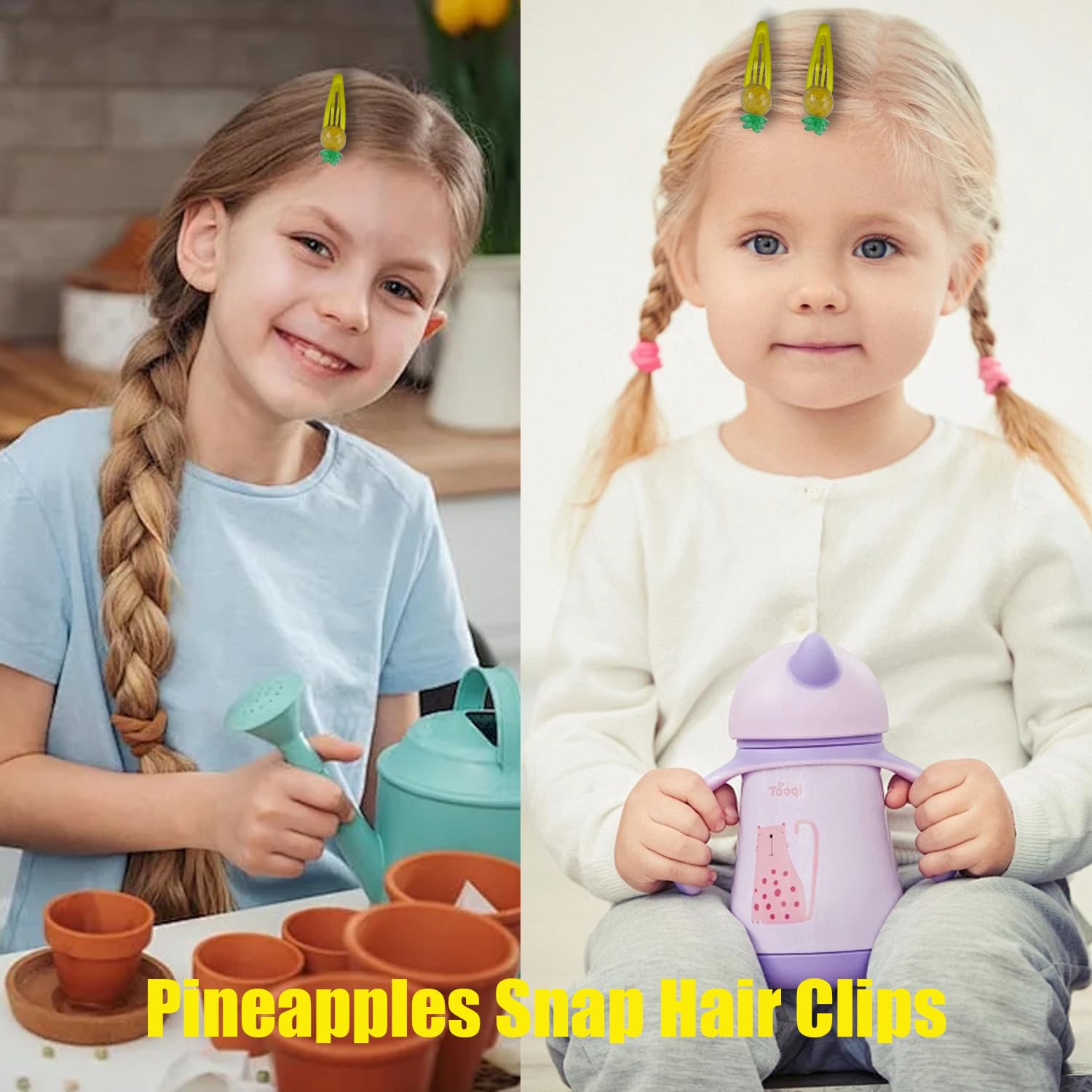 20 Pcs Pineapples Snap Hair Clips Fruit Snap Barrettes Pineapples Hair Barrettes for Girl Fruit Snap Hairpins for Girl Women