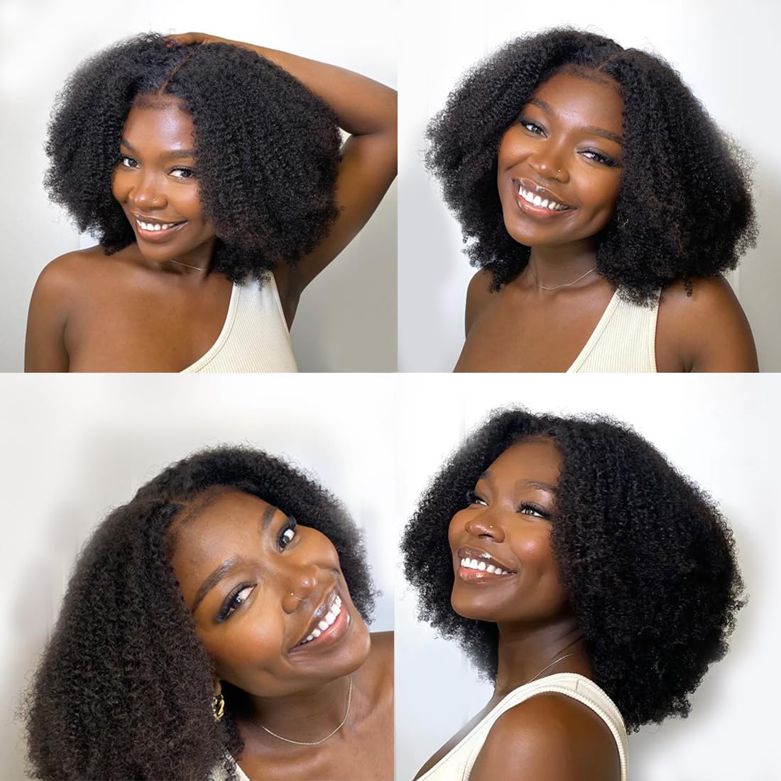 Beauhair Black Kinkycurly 4c Edge Wig Human Hair 4x4 HD Lace Afro kinky closure Wig for Balck Women Lace Pre Cut Glueless Wigs 2