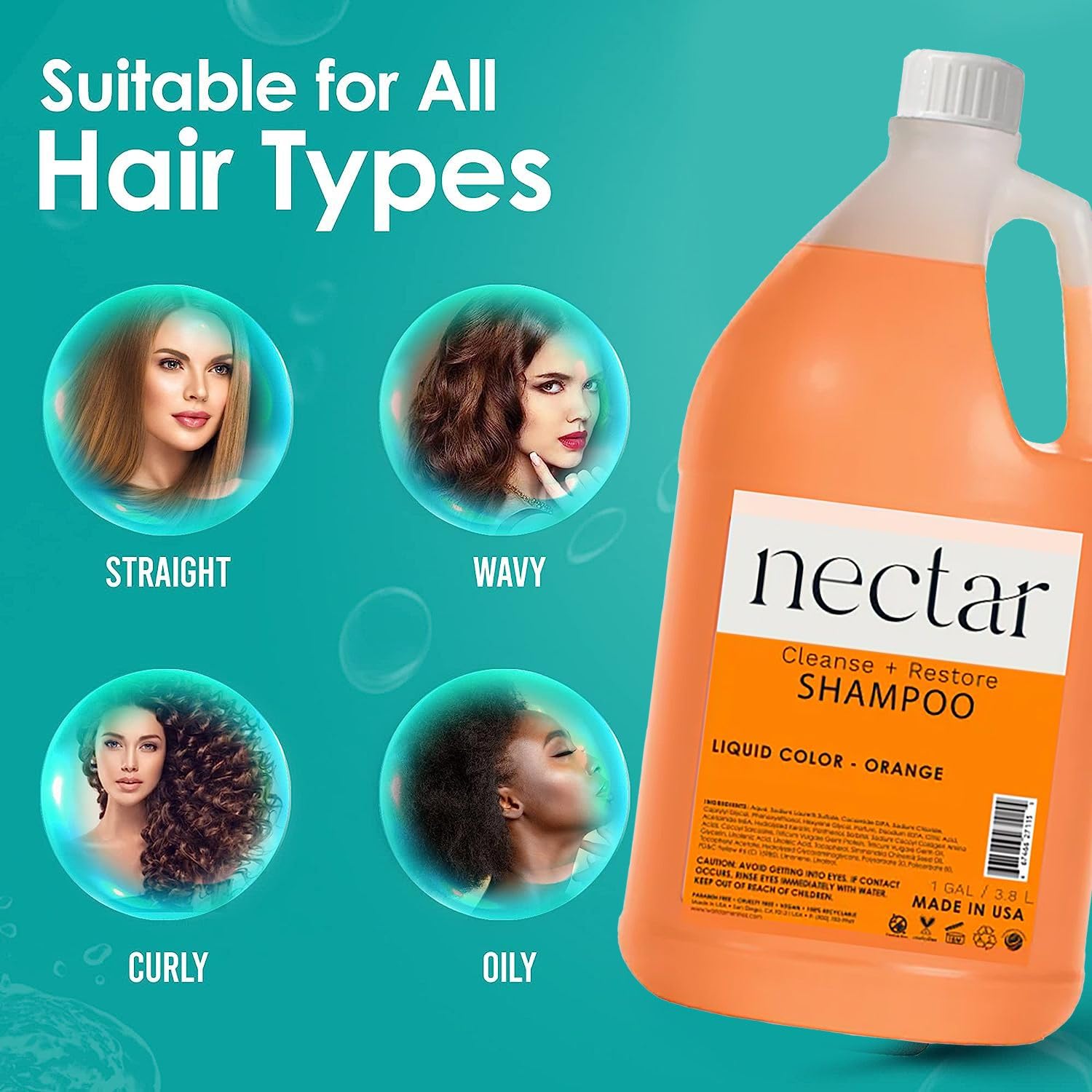 World Amenities - Nectar Shampoo | 1 Gallon, 3.8L | Sweet Orange Blossom Scent Refill Bottle With Pump, Hotel Amenities, Airbnb