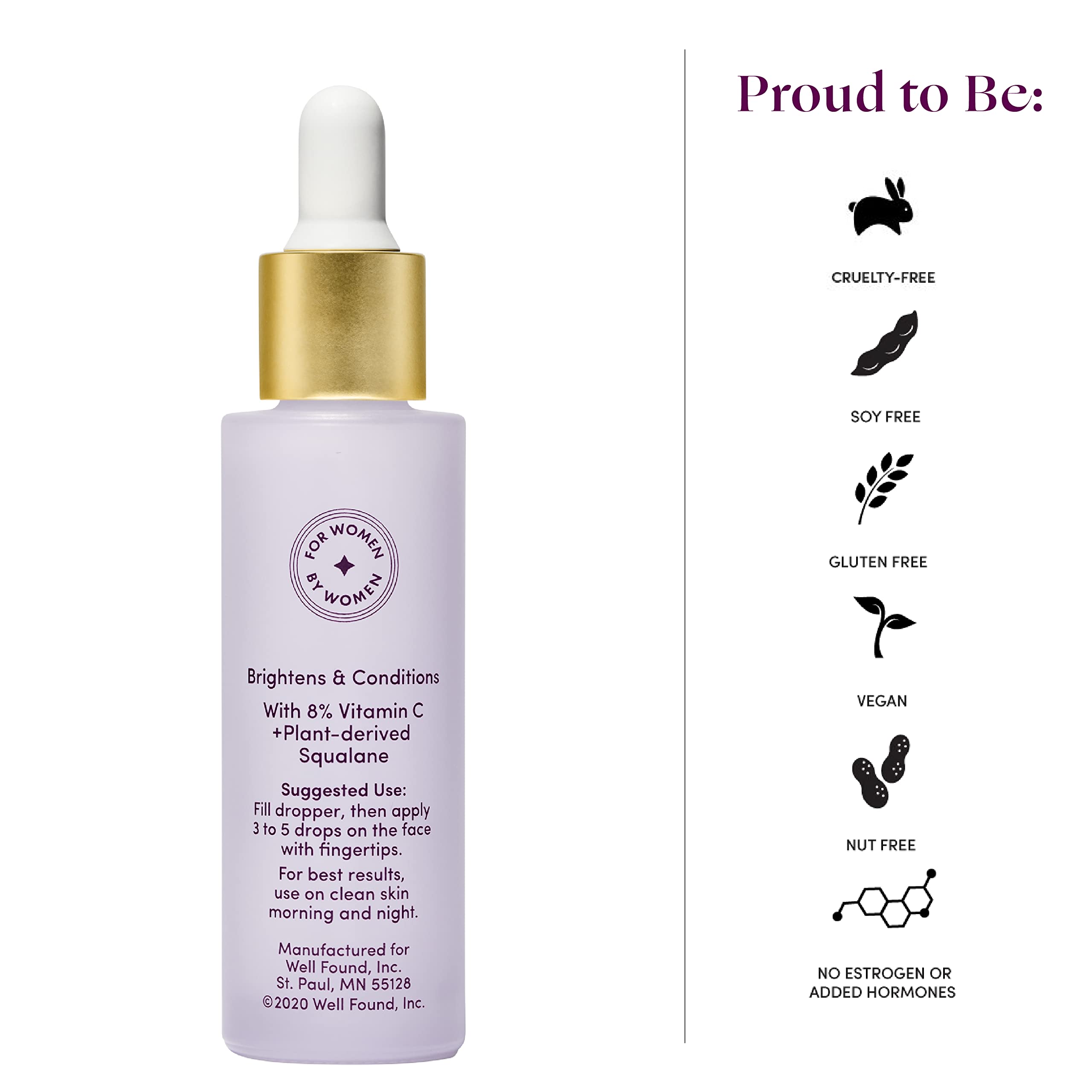 Womaness Fountain Of Glow Vitamin C Face Serum - Menopause Support Brightening Serum For Improving Dull & Uneven Skin Tone - Sup