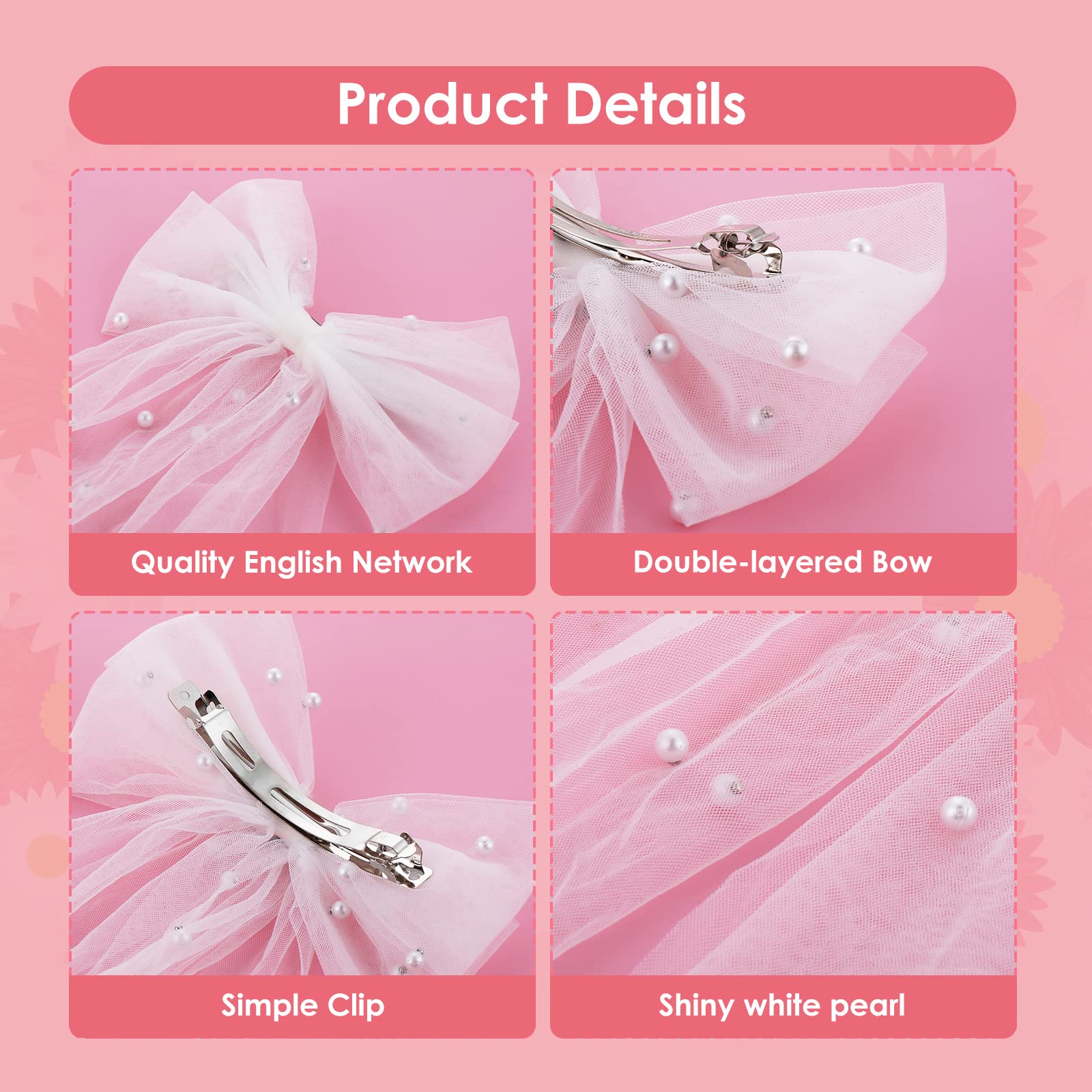 Yolev Bridal Hair Bow Veil With Pearl White Wedding Veil With Barrette Short Tulle Hair Accessories For Bachelorette Party Brida