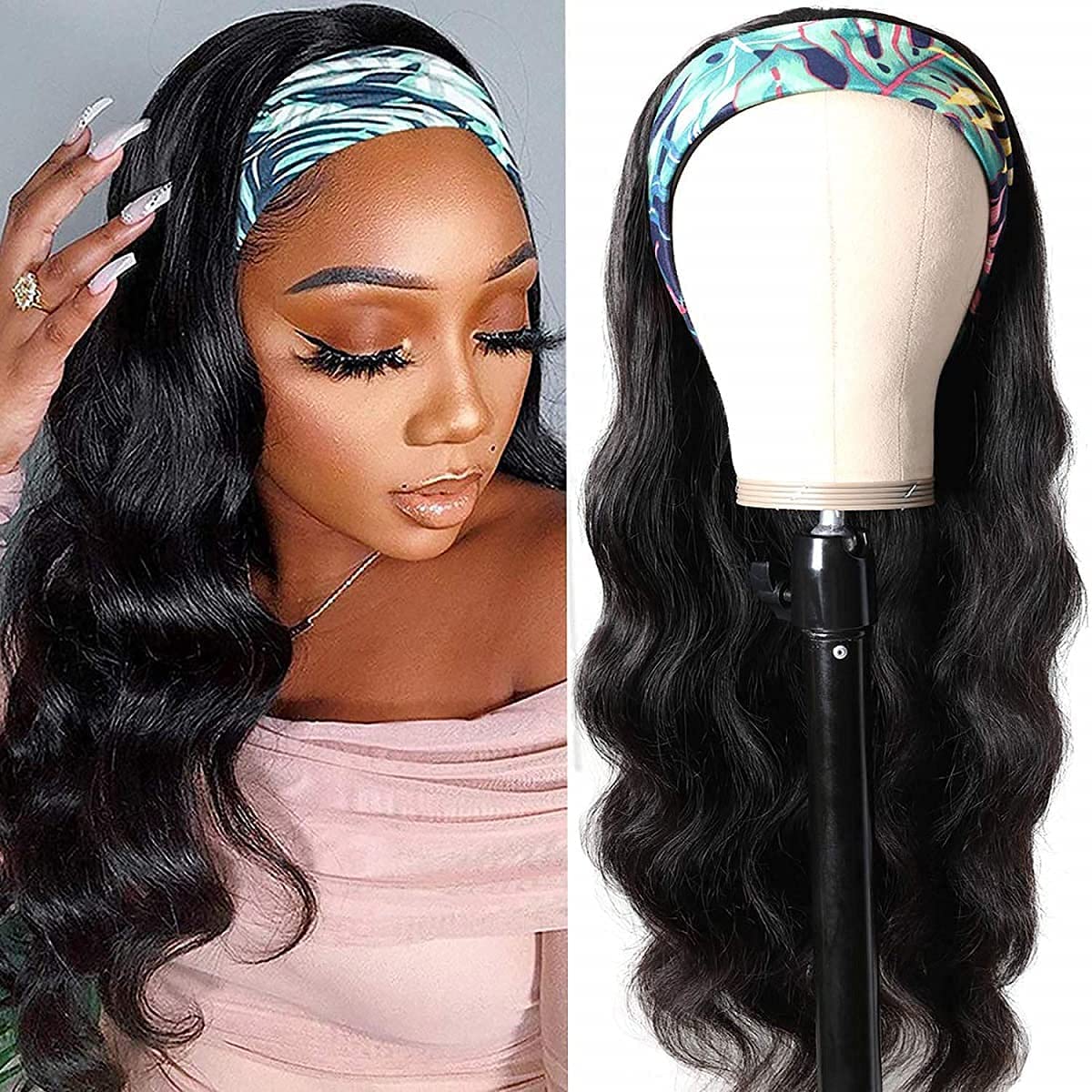 higher Body Wave Headband Human Hair Wig 26 Inch Glueless None Lace Front Wig Brazilian Virgin Hair Wear and Go Wigs for Black W