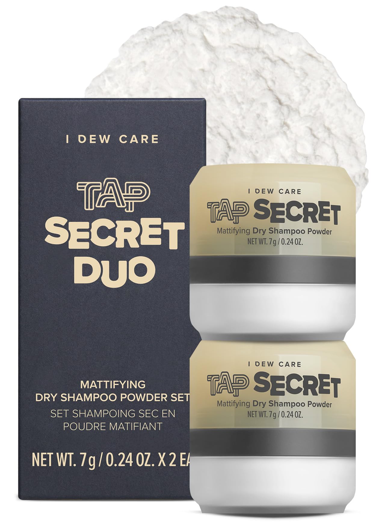 I Dew Care Dry Shampoo - Tap Secret Duo Gift Set, With Black Ginseng, Non-Aerosol, Benzene-Free, Mattifying Root Boosting Powder